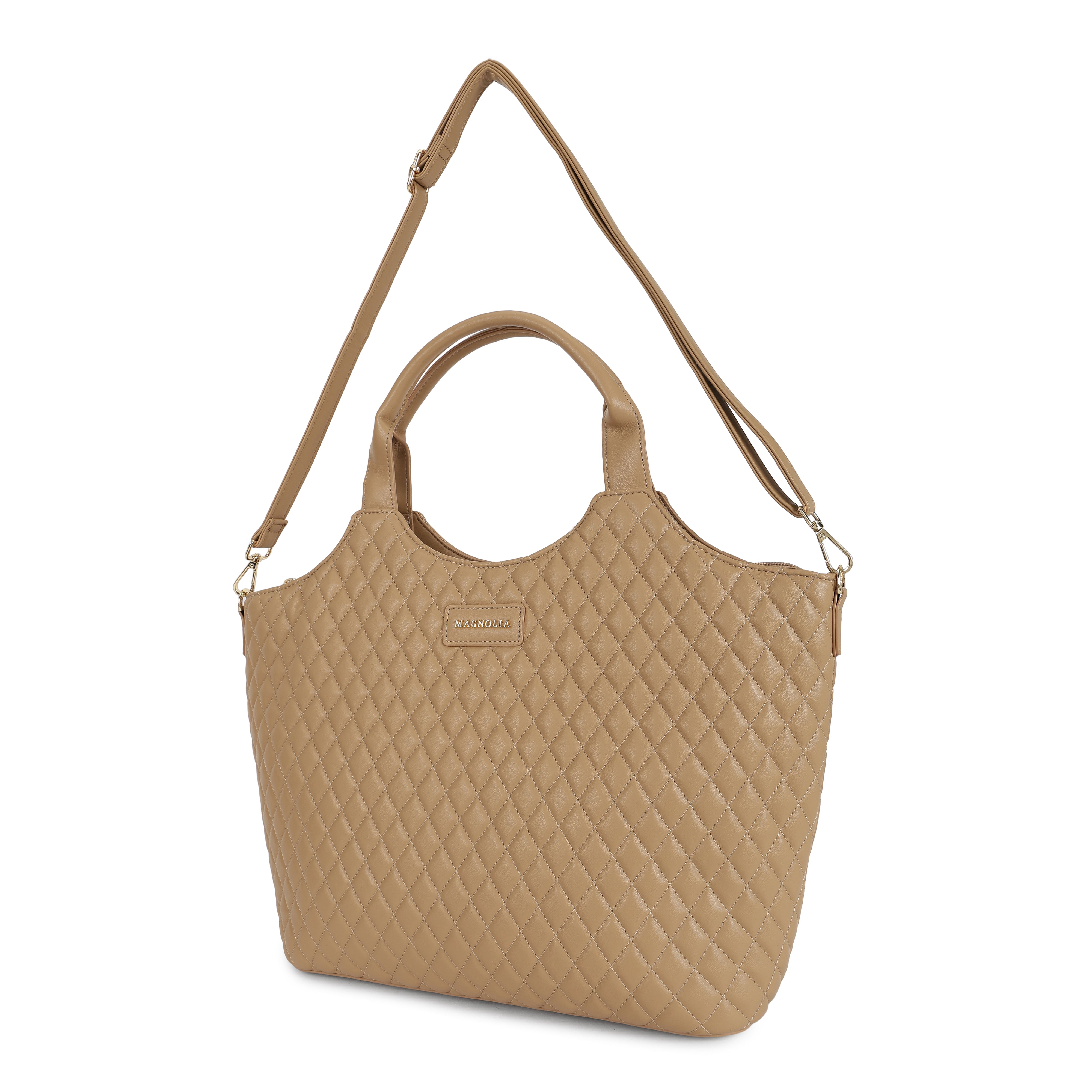 Magnolia PU Leather Women Khaki Tote Bag