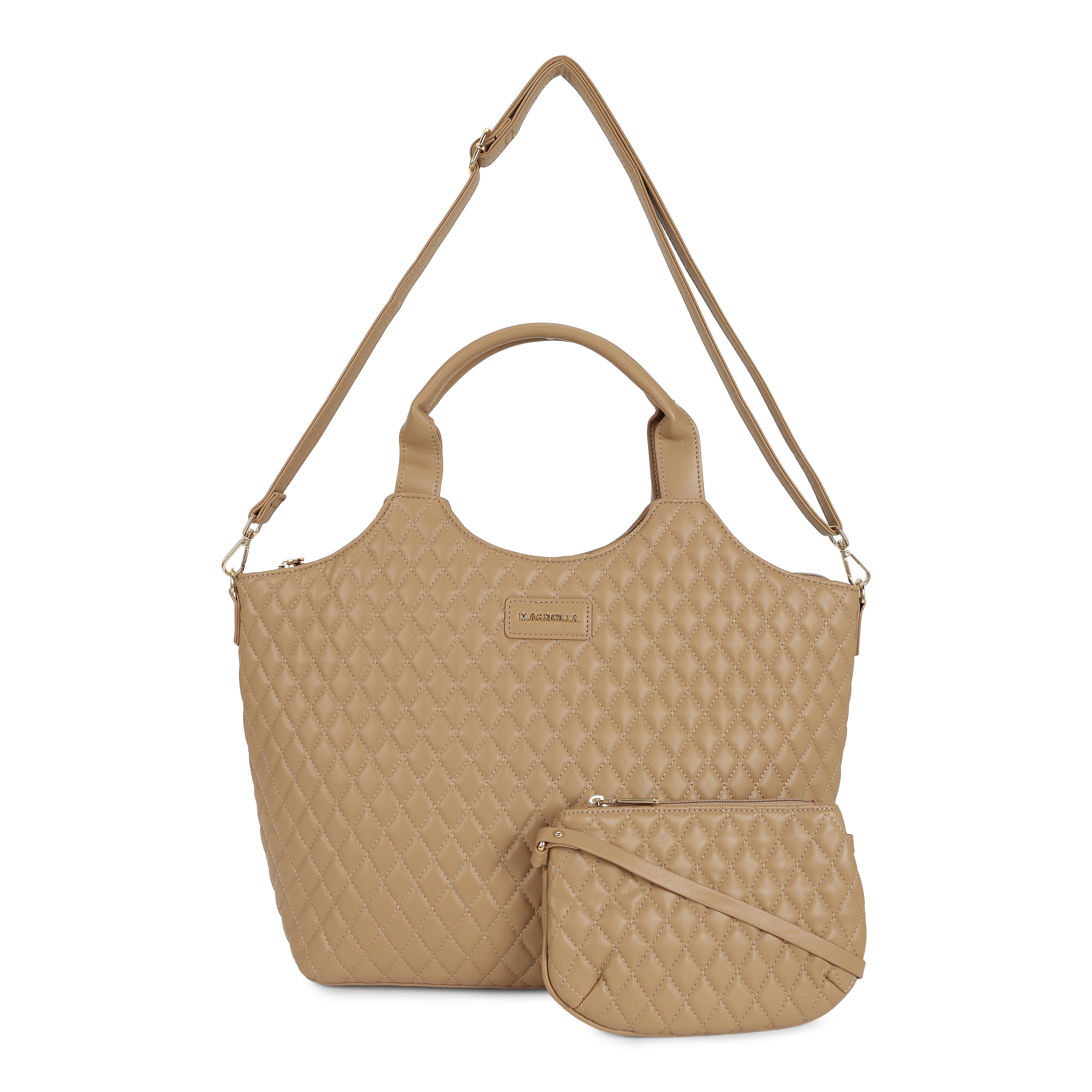 Magnolia PU Leather Women Khaki Tote Bag