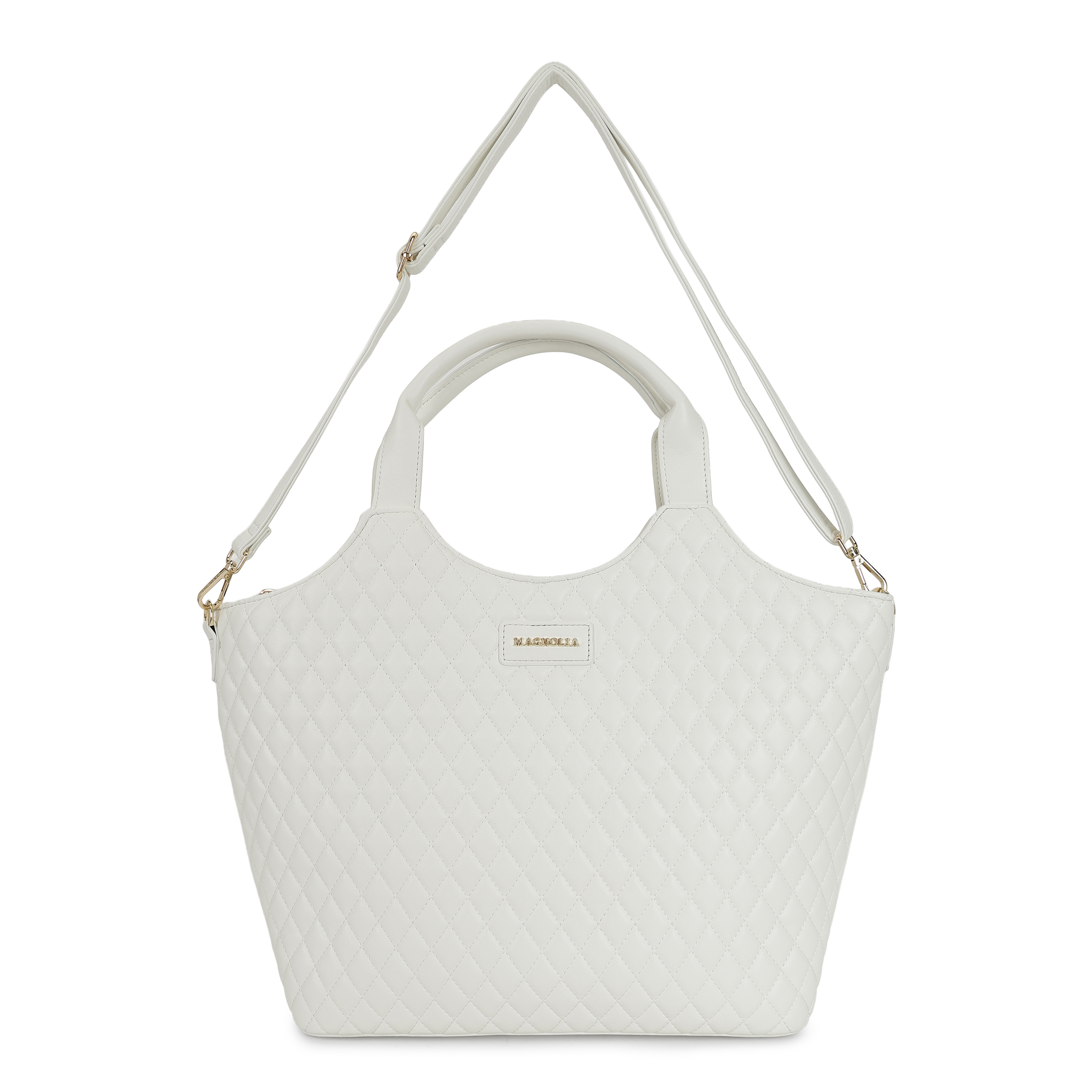 Magnolia PU Leather Women White Tote Bag