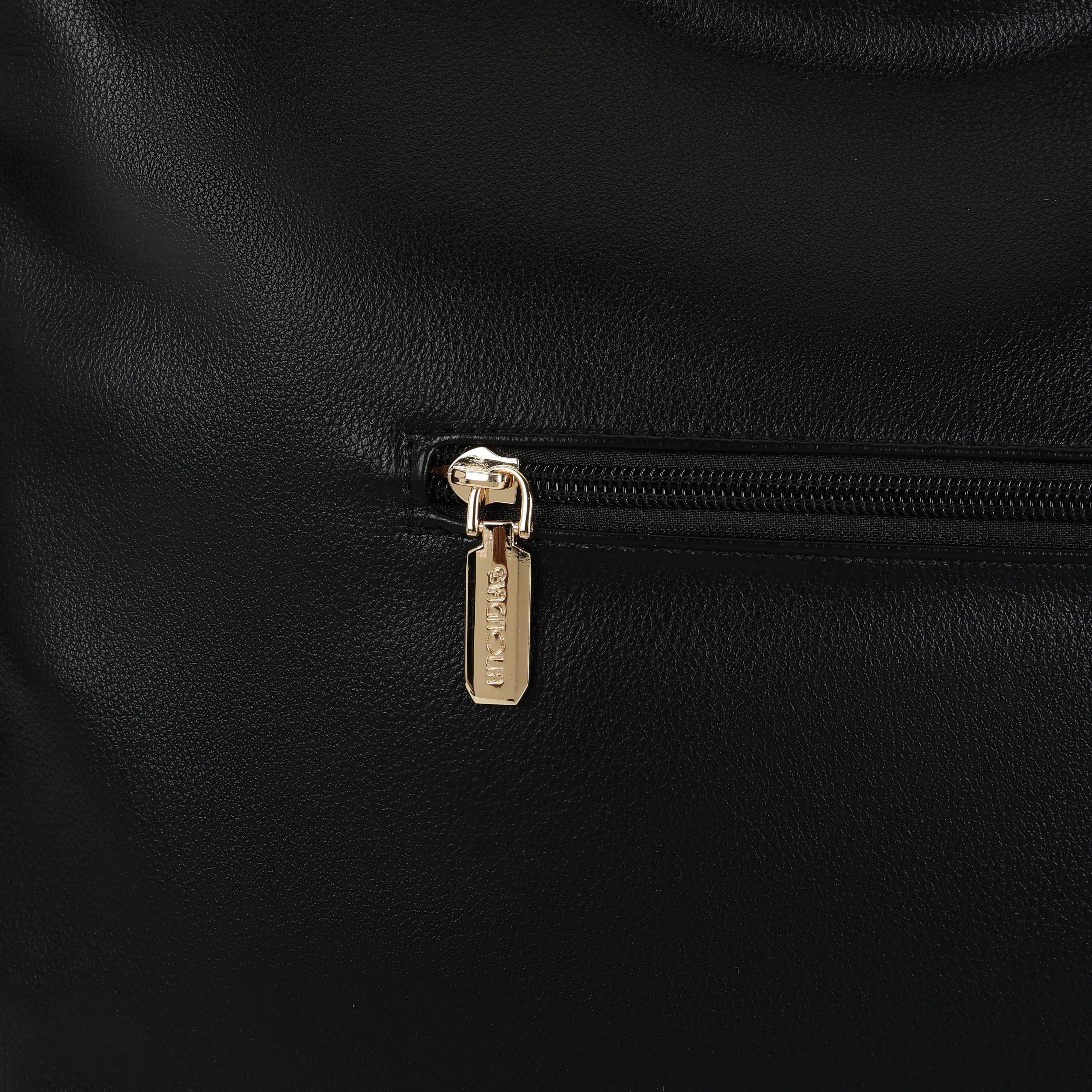 Magnolia PU Leather Women Black Tote Bag