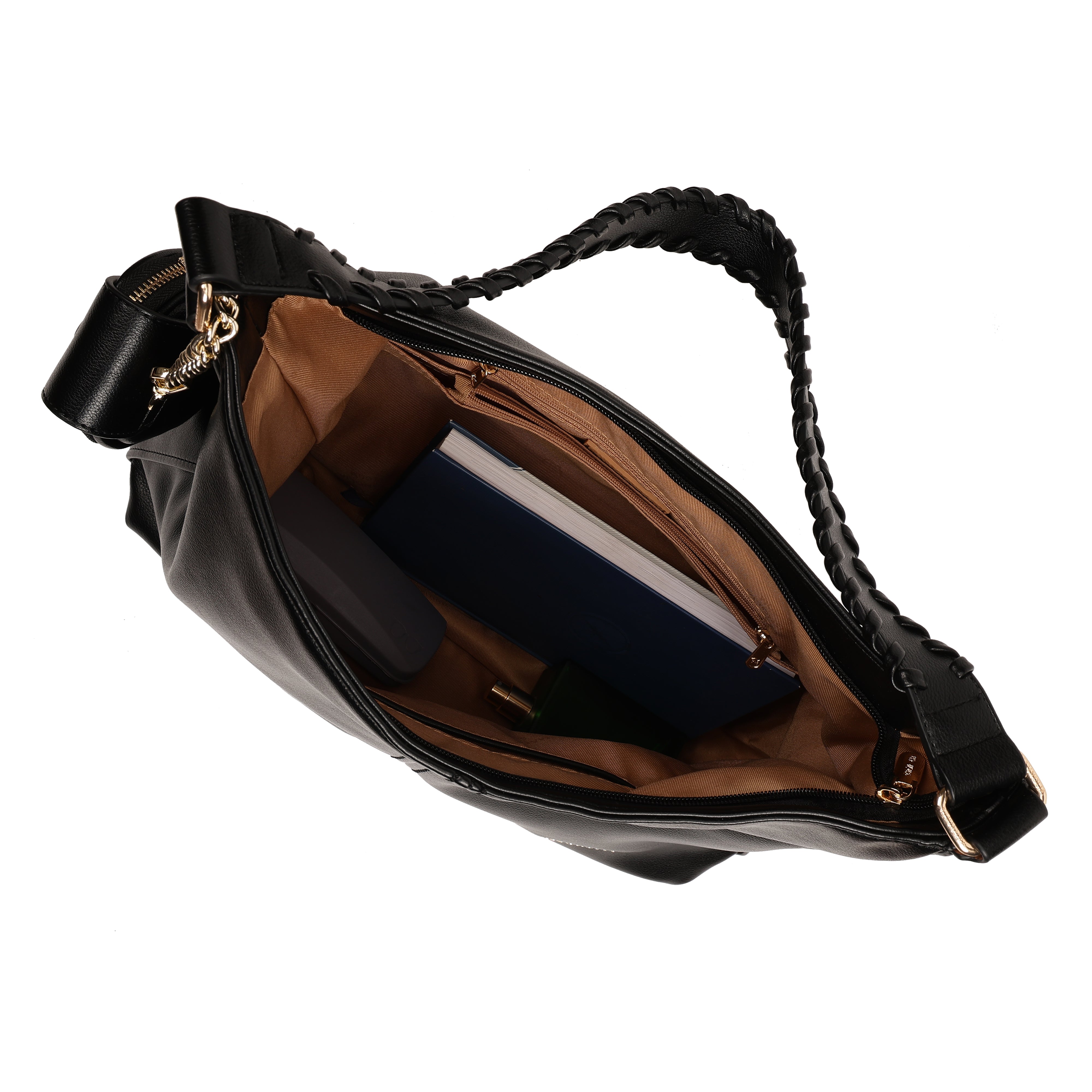 Magnolia PU Leather Women Black Tote Bag