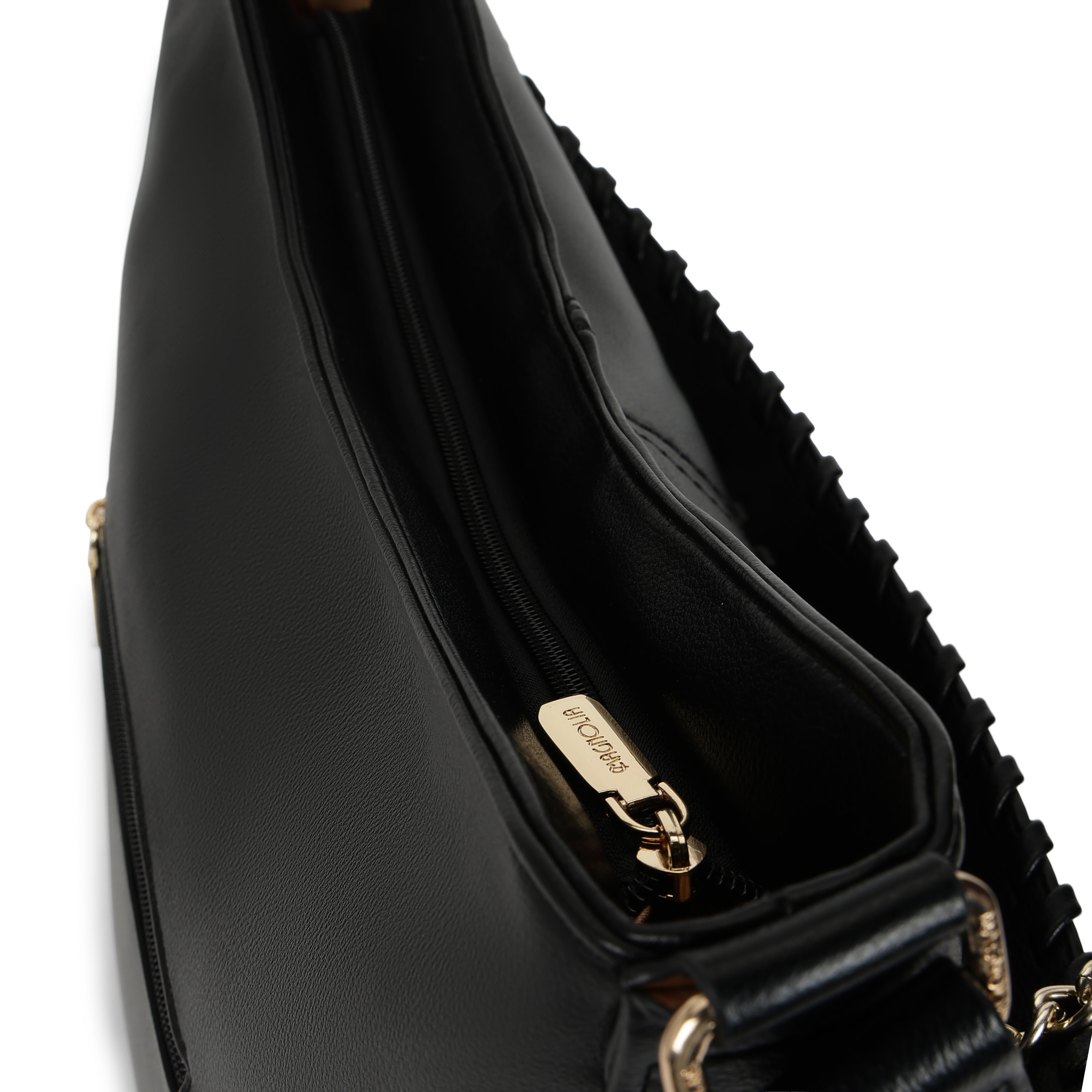 Magnolia PU Leather Women Black Tote Bag