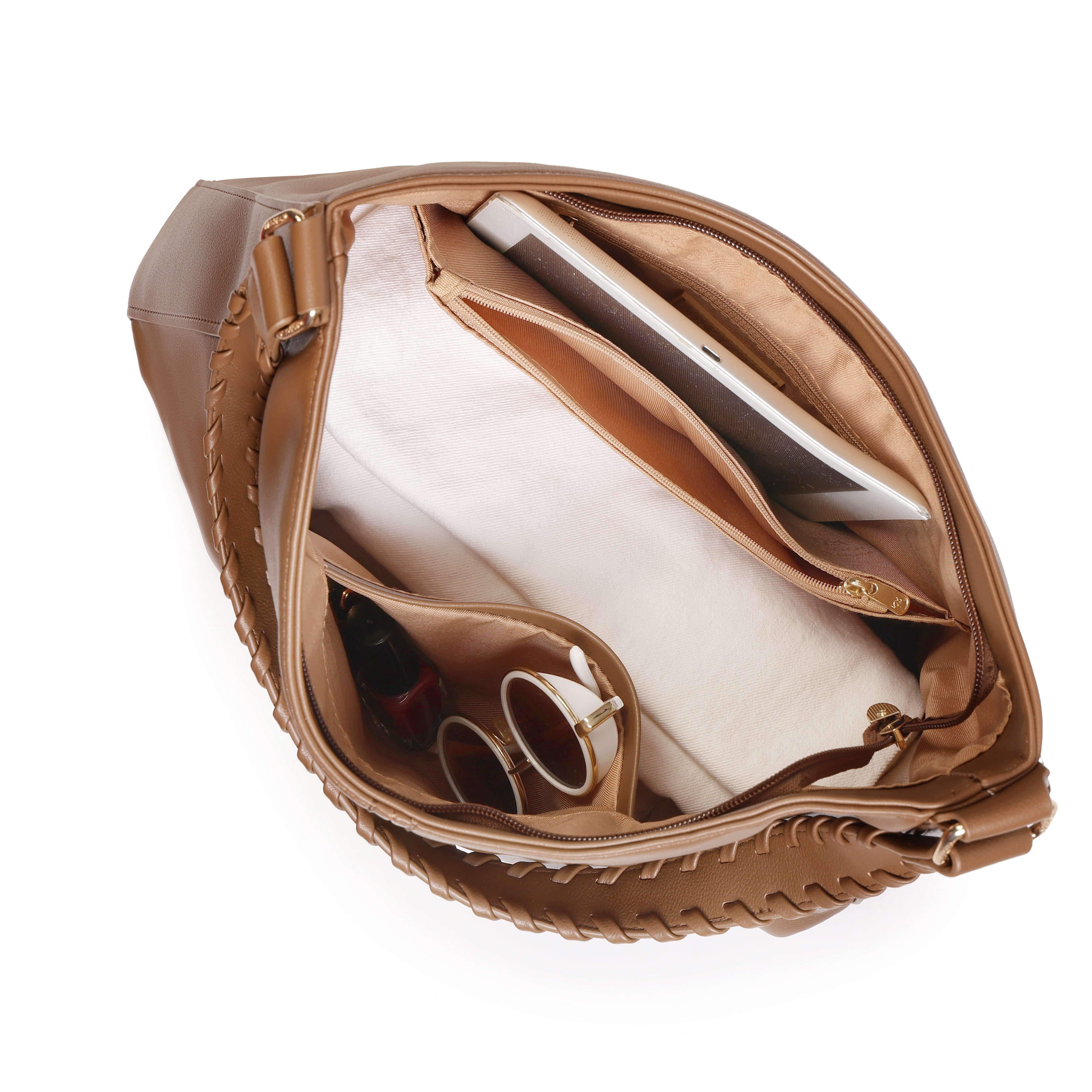 Magnolia PU Leather Women Brown Tote Bag