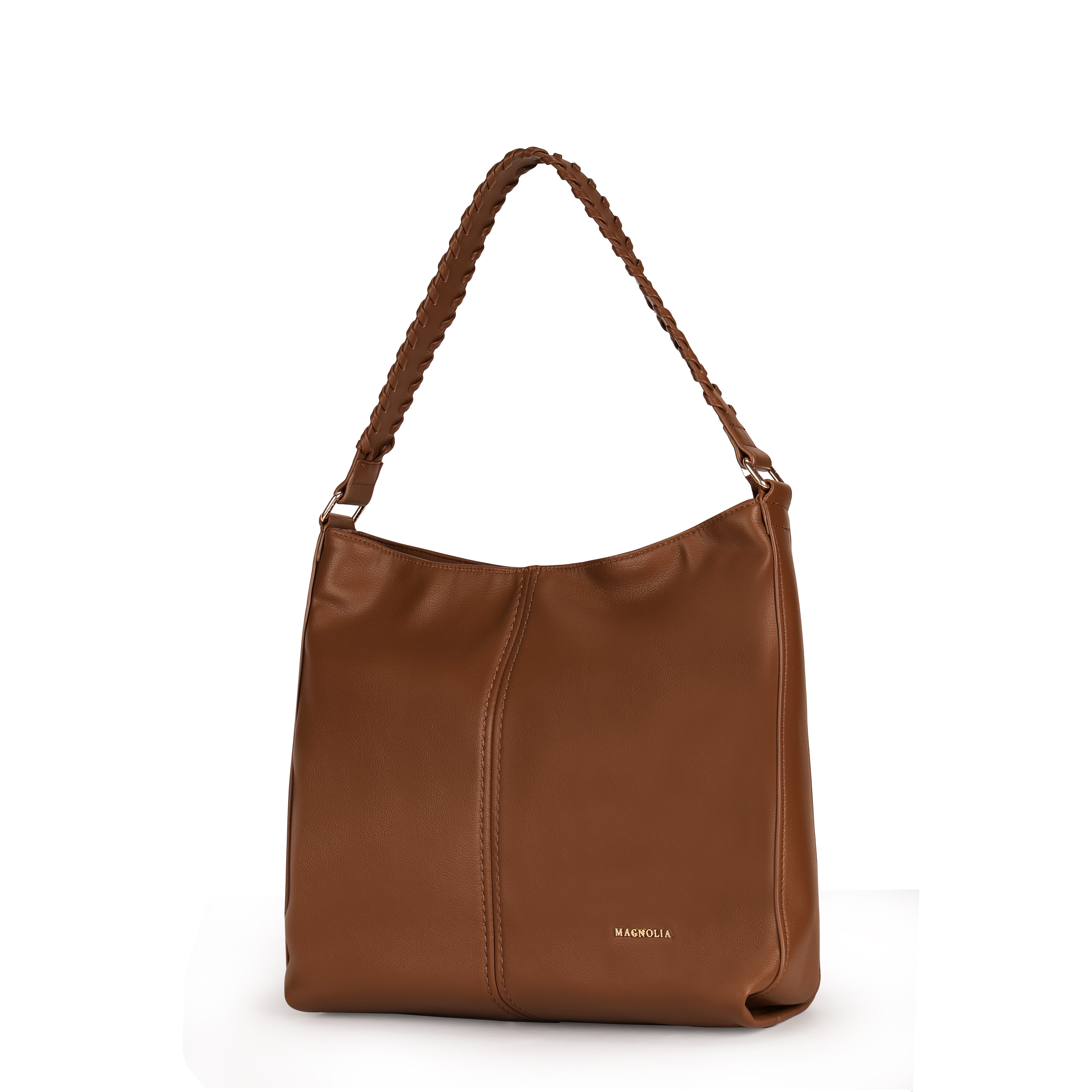 Magnolia PU Leather Women Brown Tote Bag