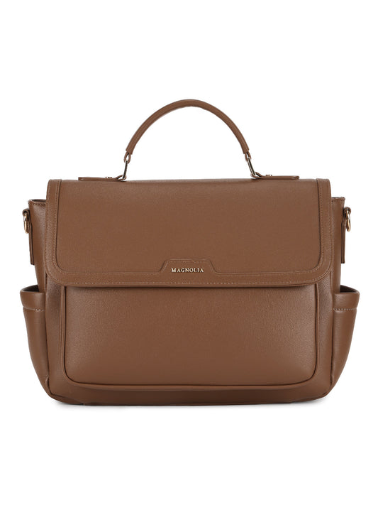 Magnolia Brown PU Leather Solid One Size Women Laptop Bag