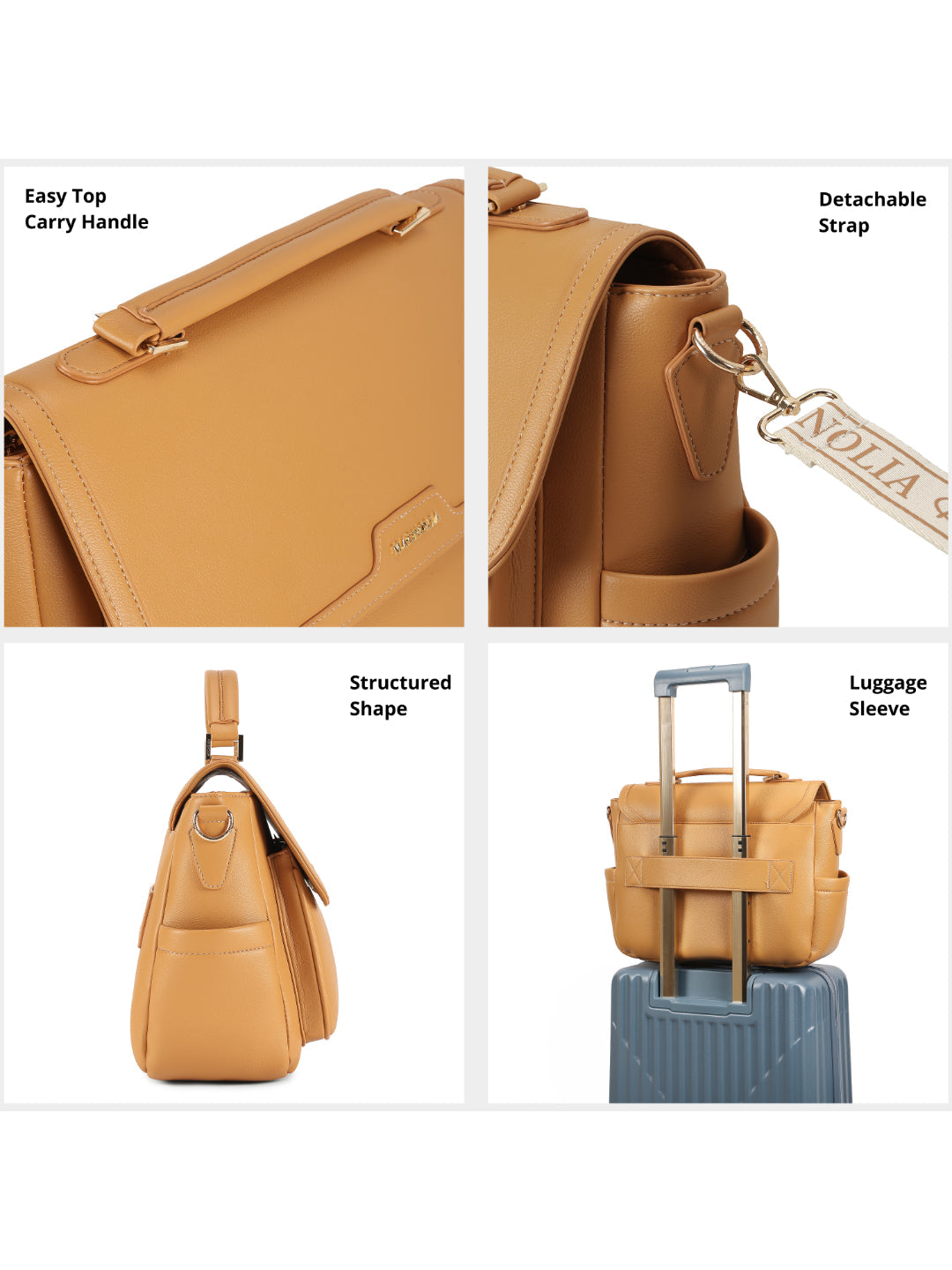 Magnolia YellowPU Leather Solid One Size Women Laptop Bag