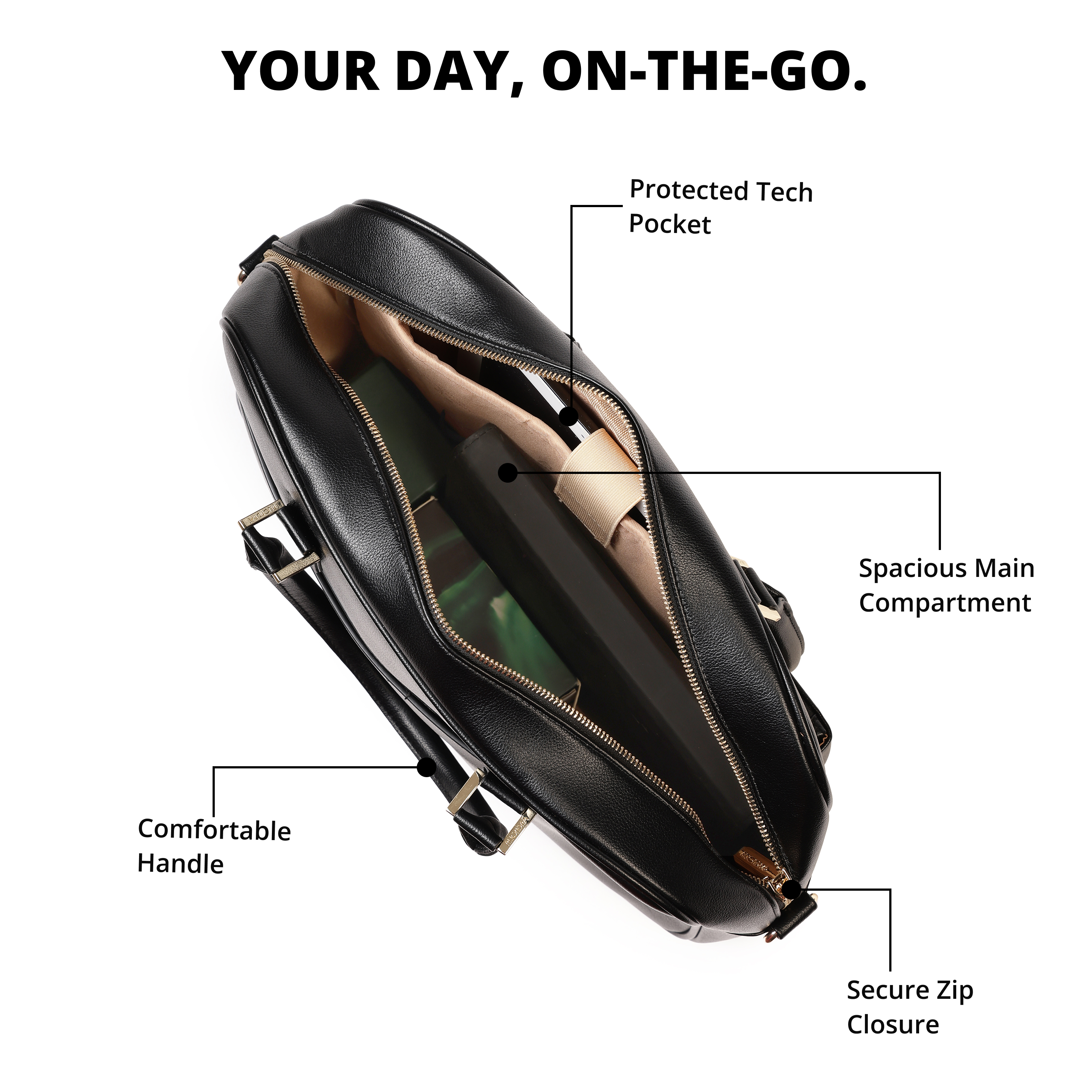 Magnolia PU Leather Black Laptopbag