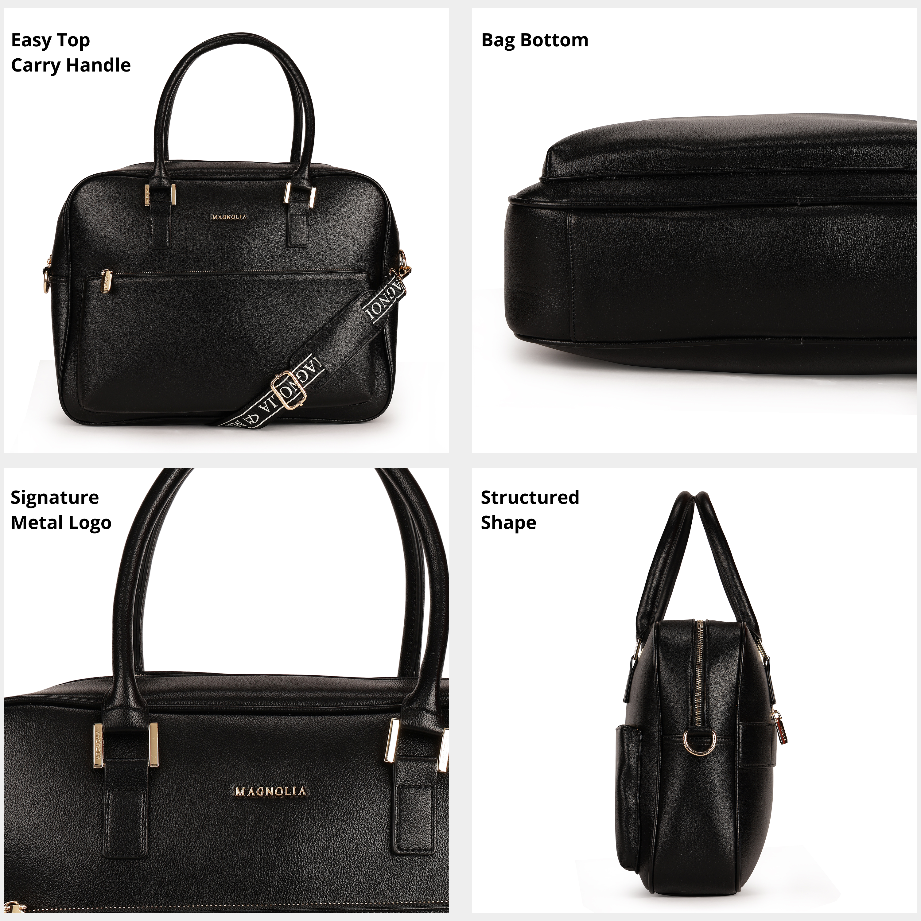 Magnolia PU Leather Black Laptopbag
