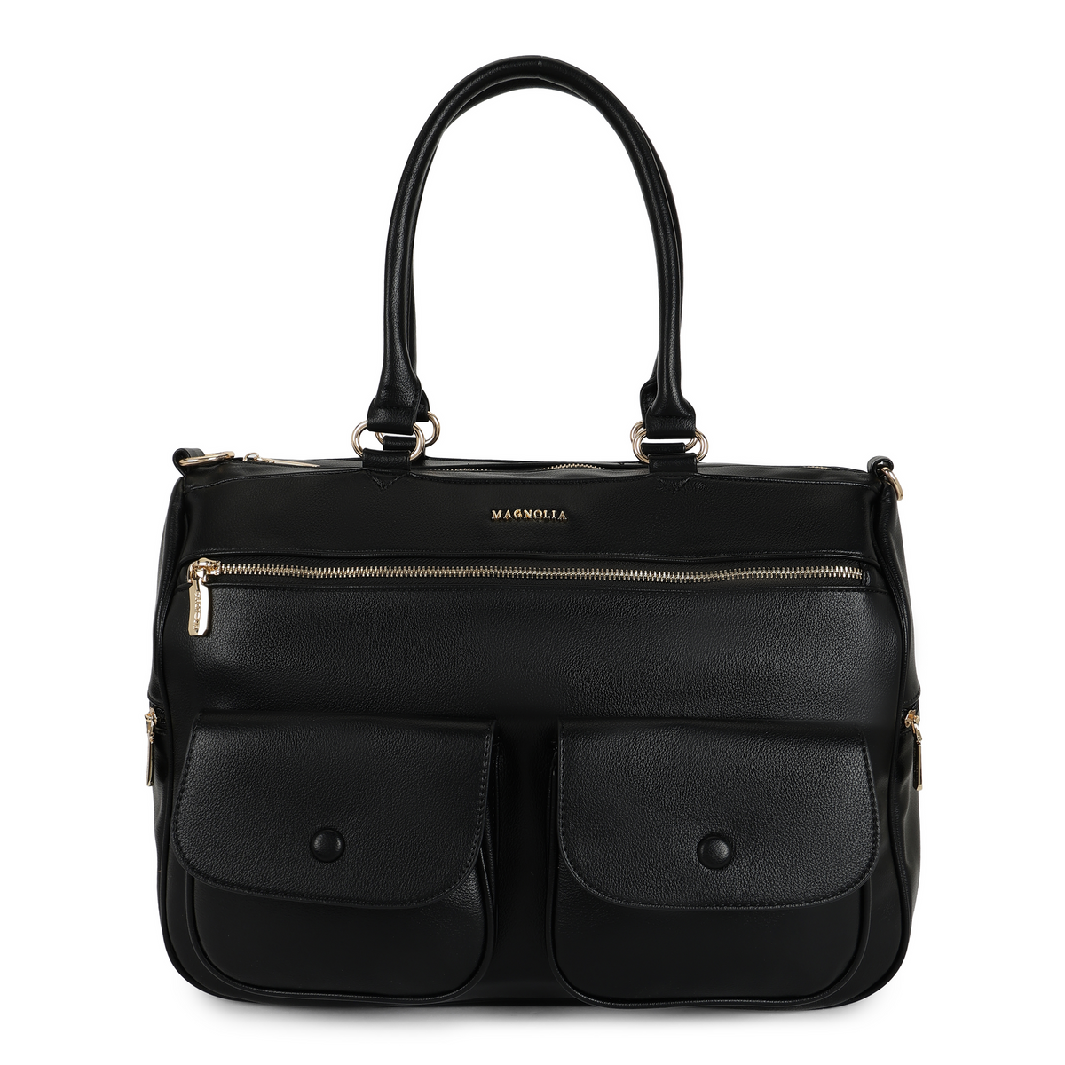 Magnolia PU Leather Black Duffle Bag