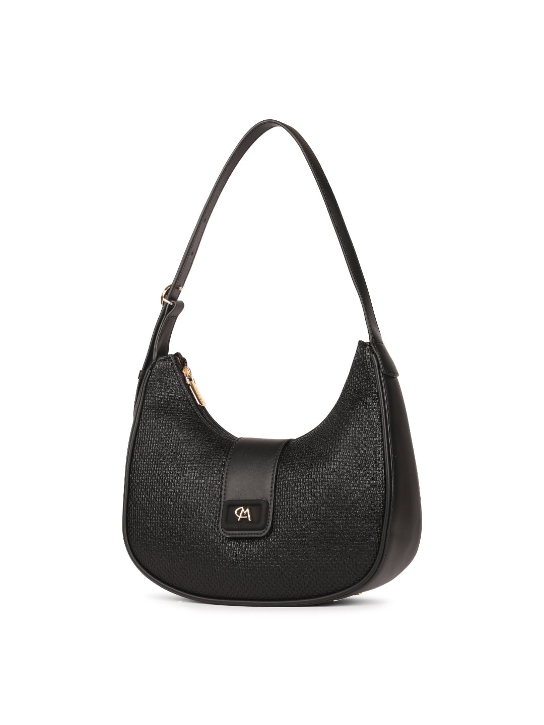 Magnolia Black PU Leather Textured One Size Women Shoulder Bag