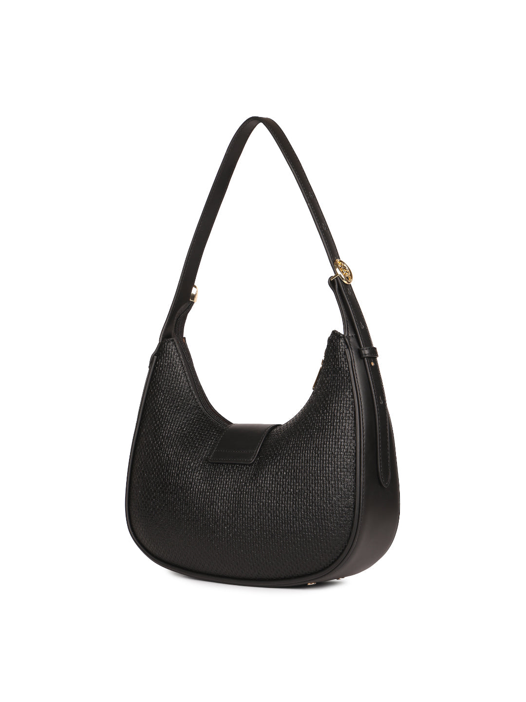 Magnolia Black PU Leather Textured One Size Women Shoulder Bag