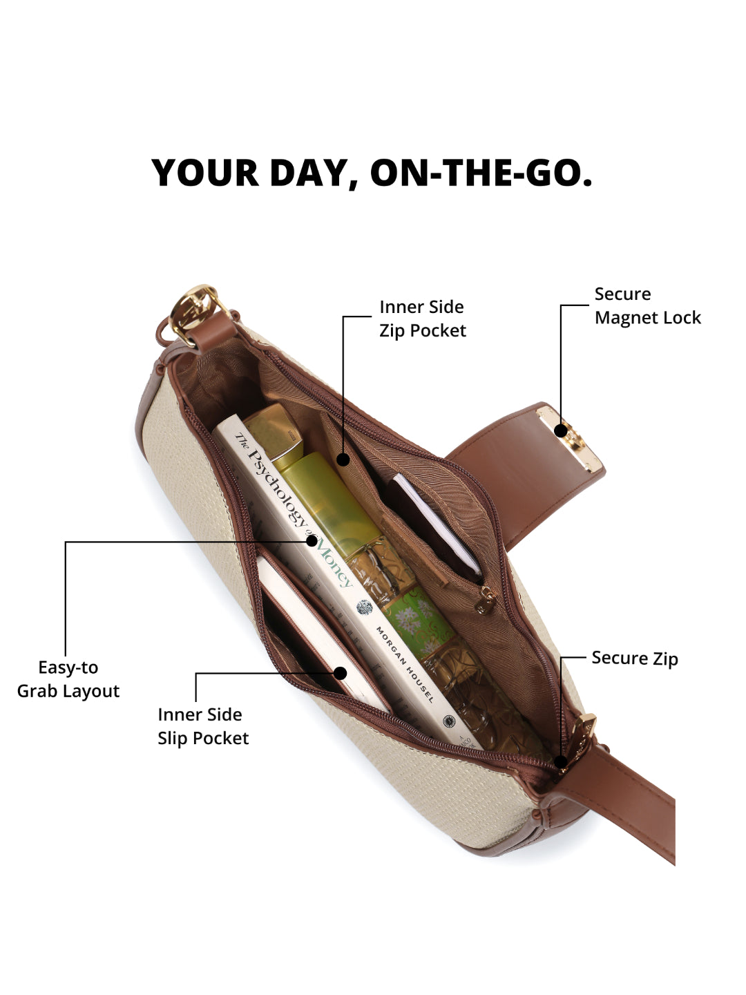 Magnolia Brown PU Leather Textured One Size Women Shoulder Bag