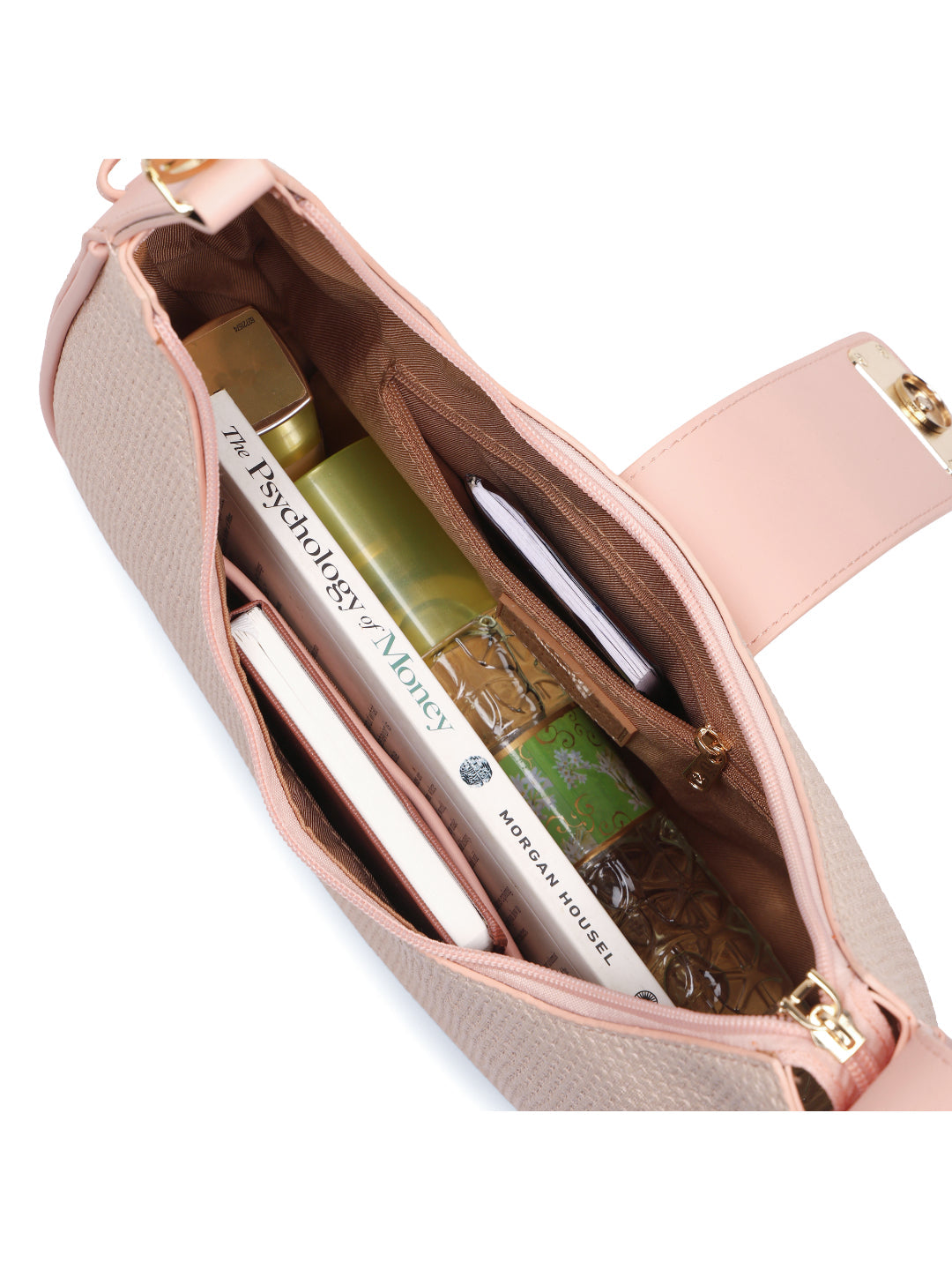 Magnolia Pink PU Leather Textured One Size Women Shoulder Bag