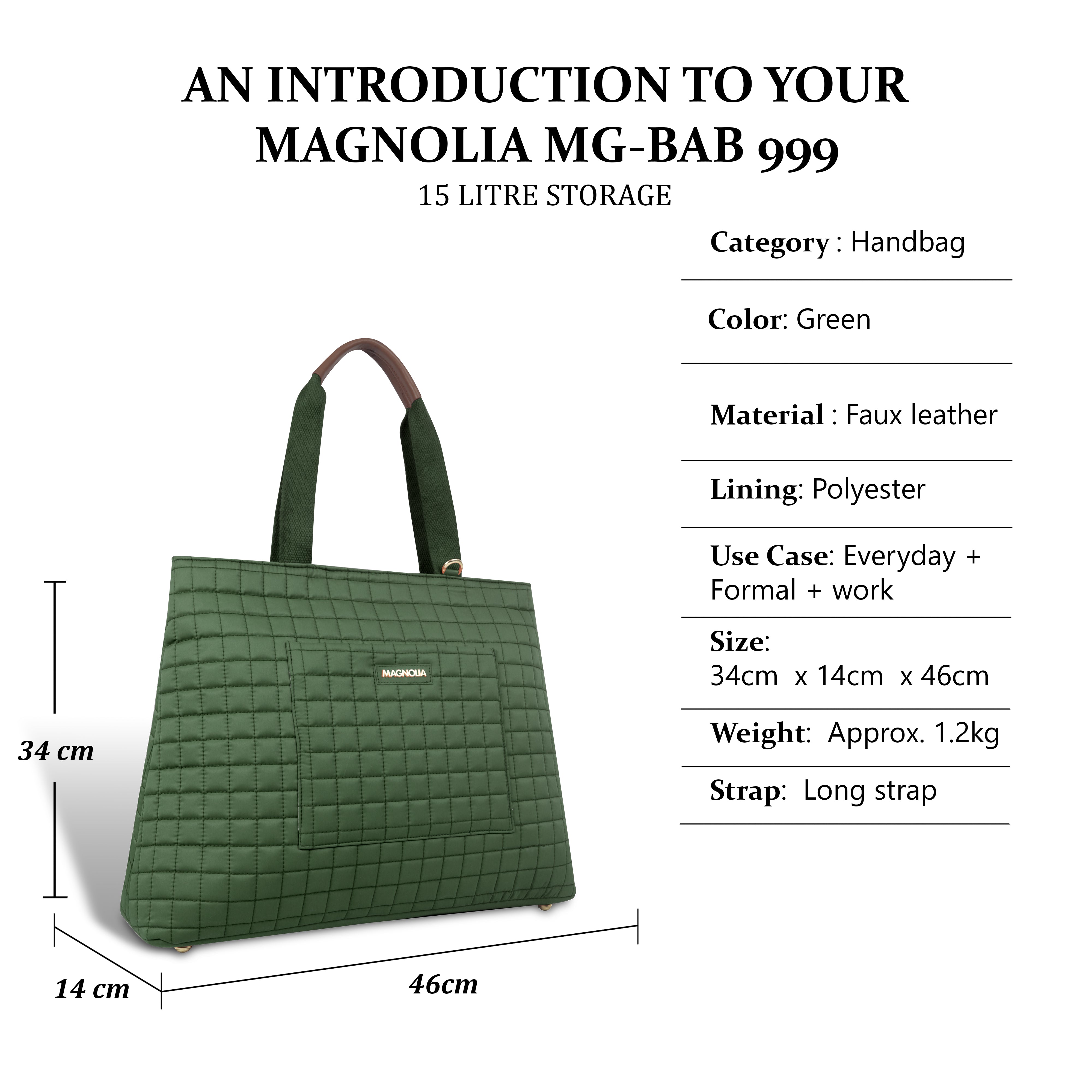 Magnolia Women Green Tote Bag