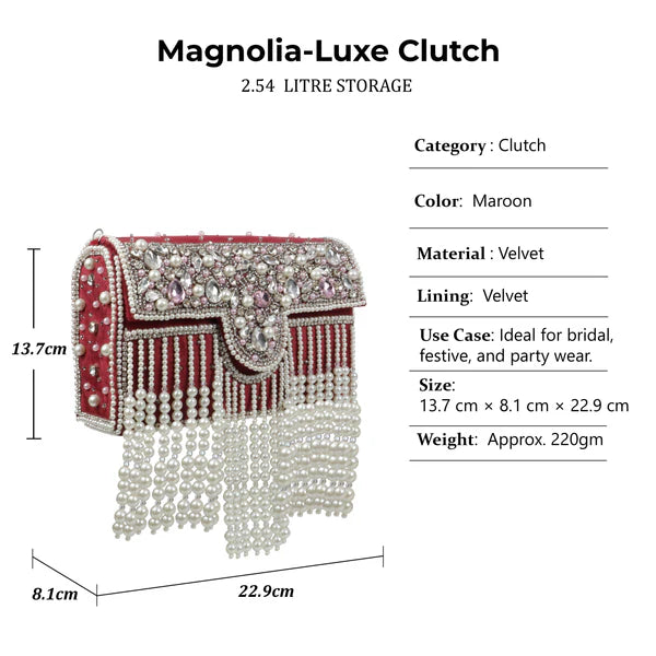 Magnolia Women Maroon Embellished Clutch