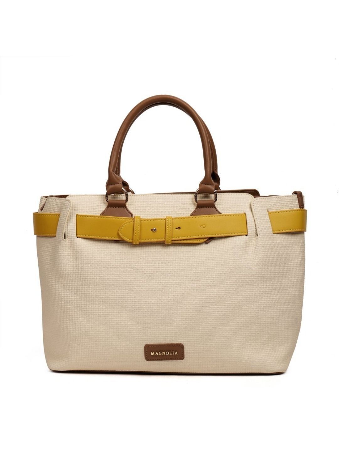 Magnolia PU Leather Women Ivory Tote Bag