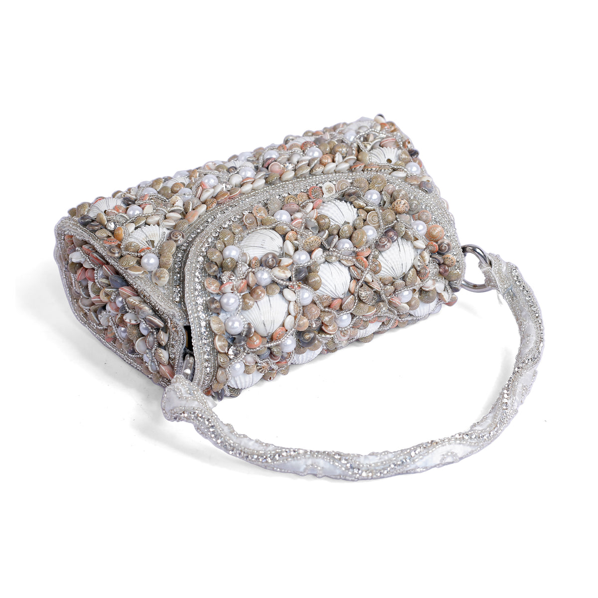 Magnolia White Velvet Embellishment Women Clutch
