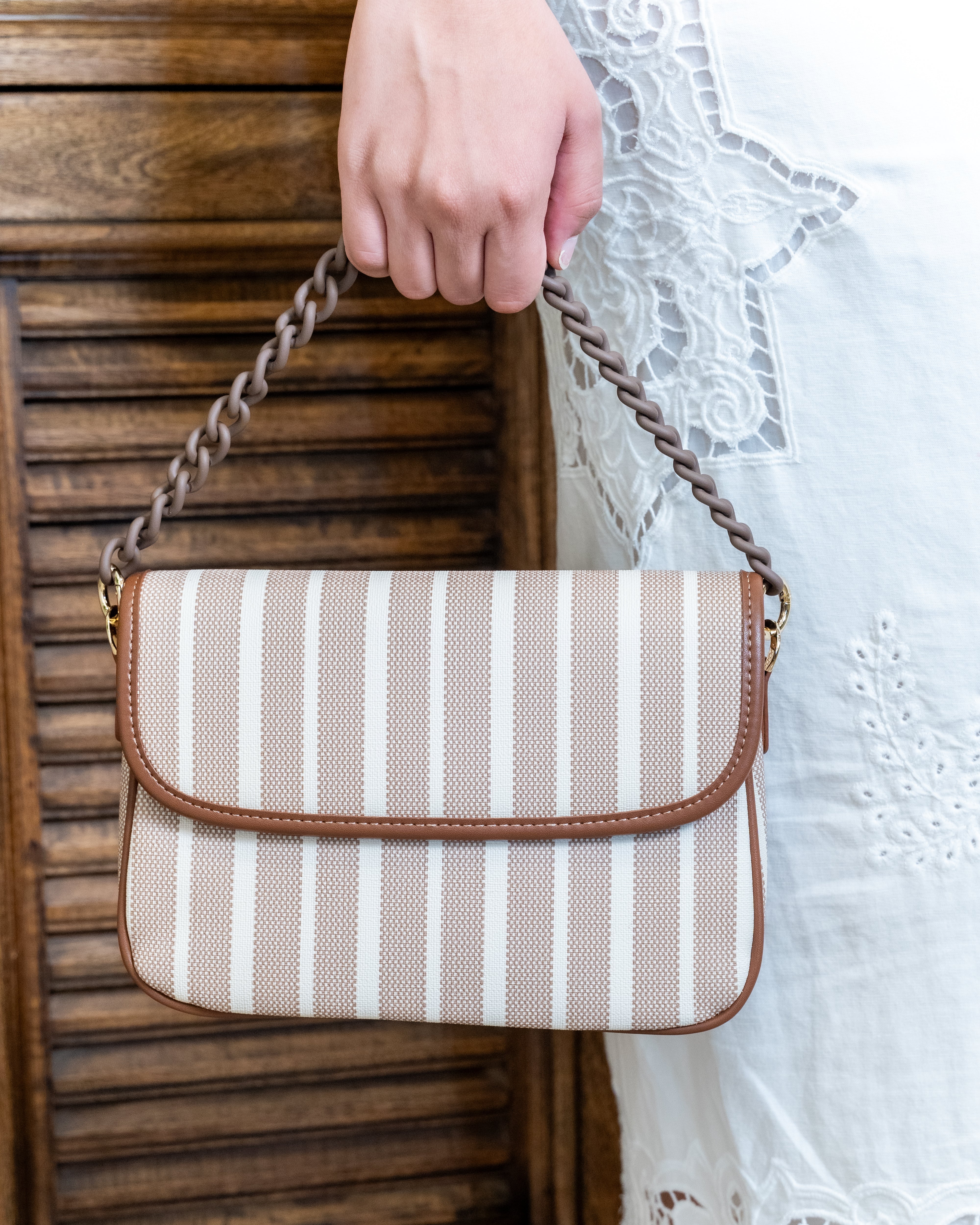 Sandy Stripe Flap Bag