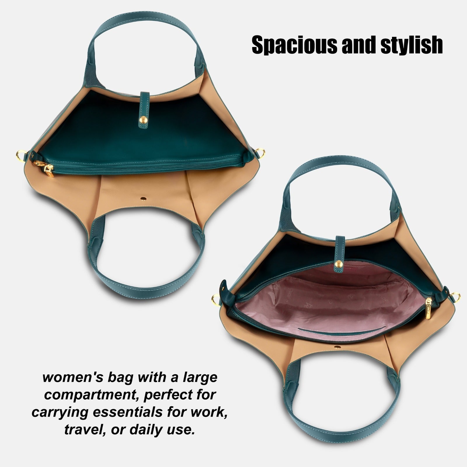 Luxury Hobo Tote Bag Spacious PU Leather Handbag with Charm