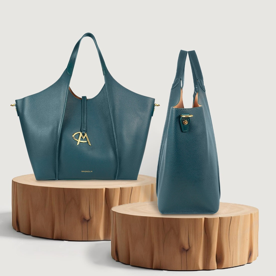 Luxury Hobo Tote Bag Spacious PU Leather Handbag with Charm