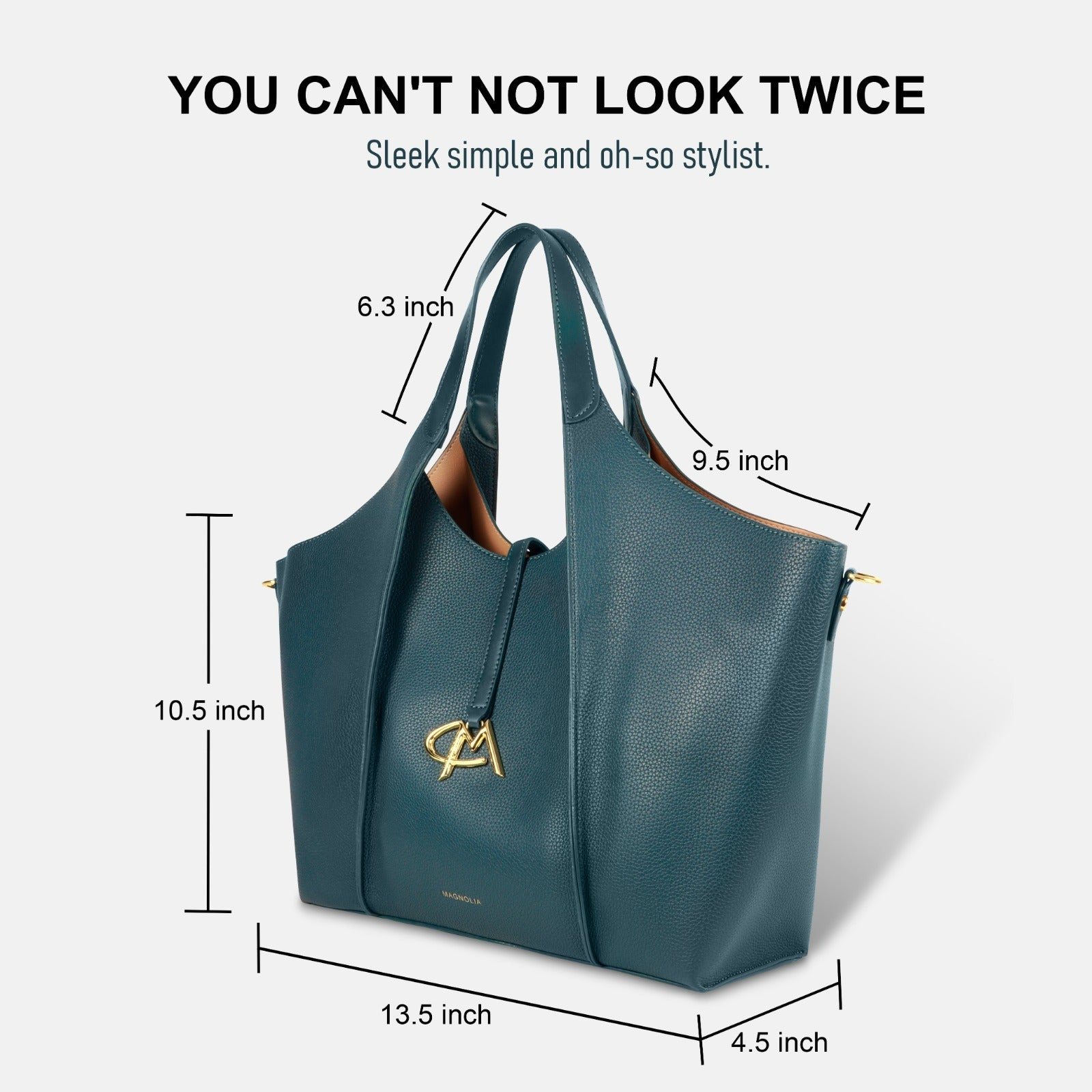 Luxury Hobo Tote Bag Spacious PU Leather Handbag with Charm