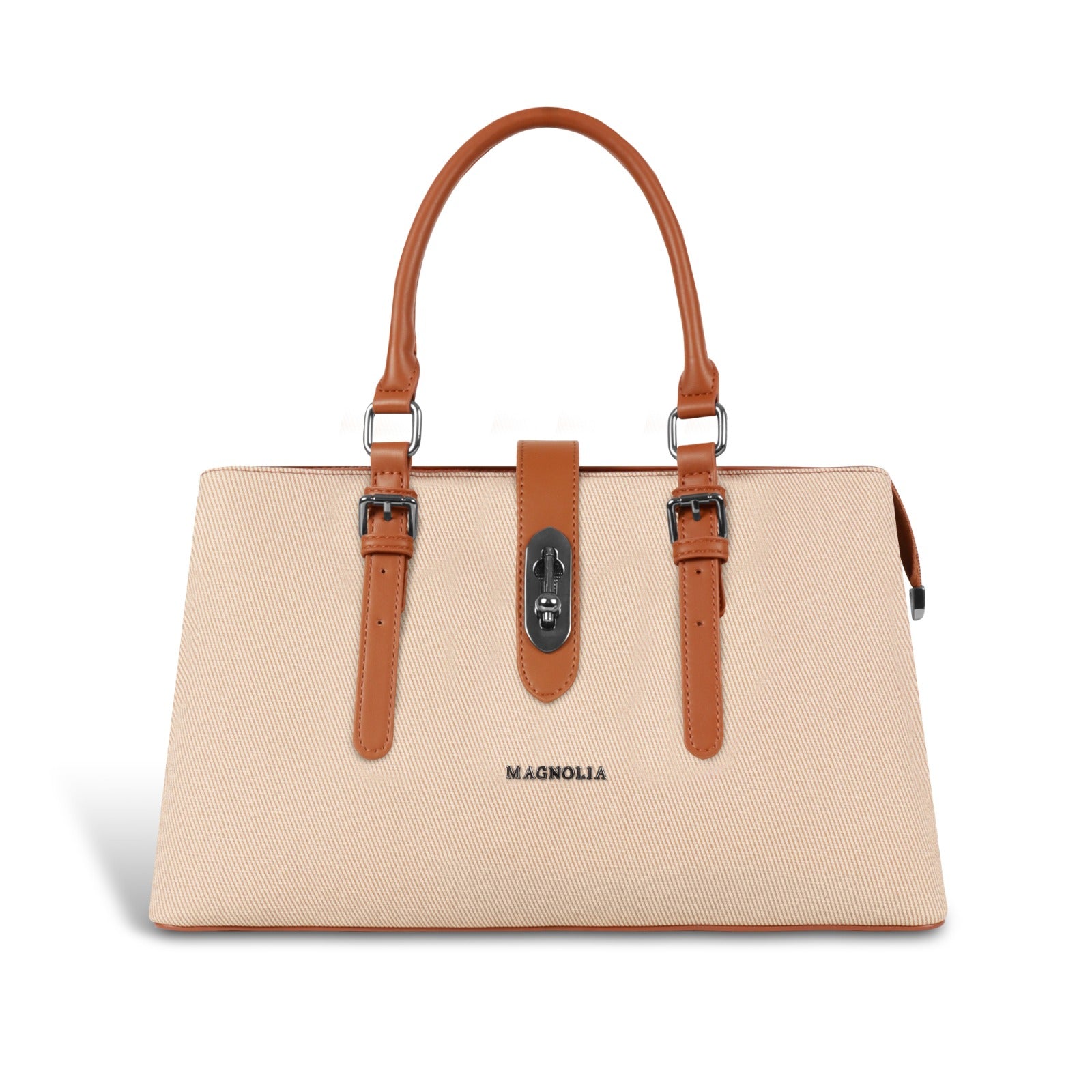 Magnolia Beige & Tan Handbag | Vegan Leather | 10.58L Storage