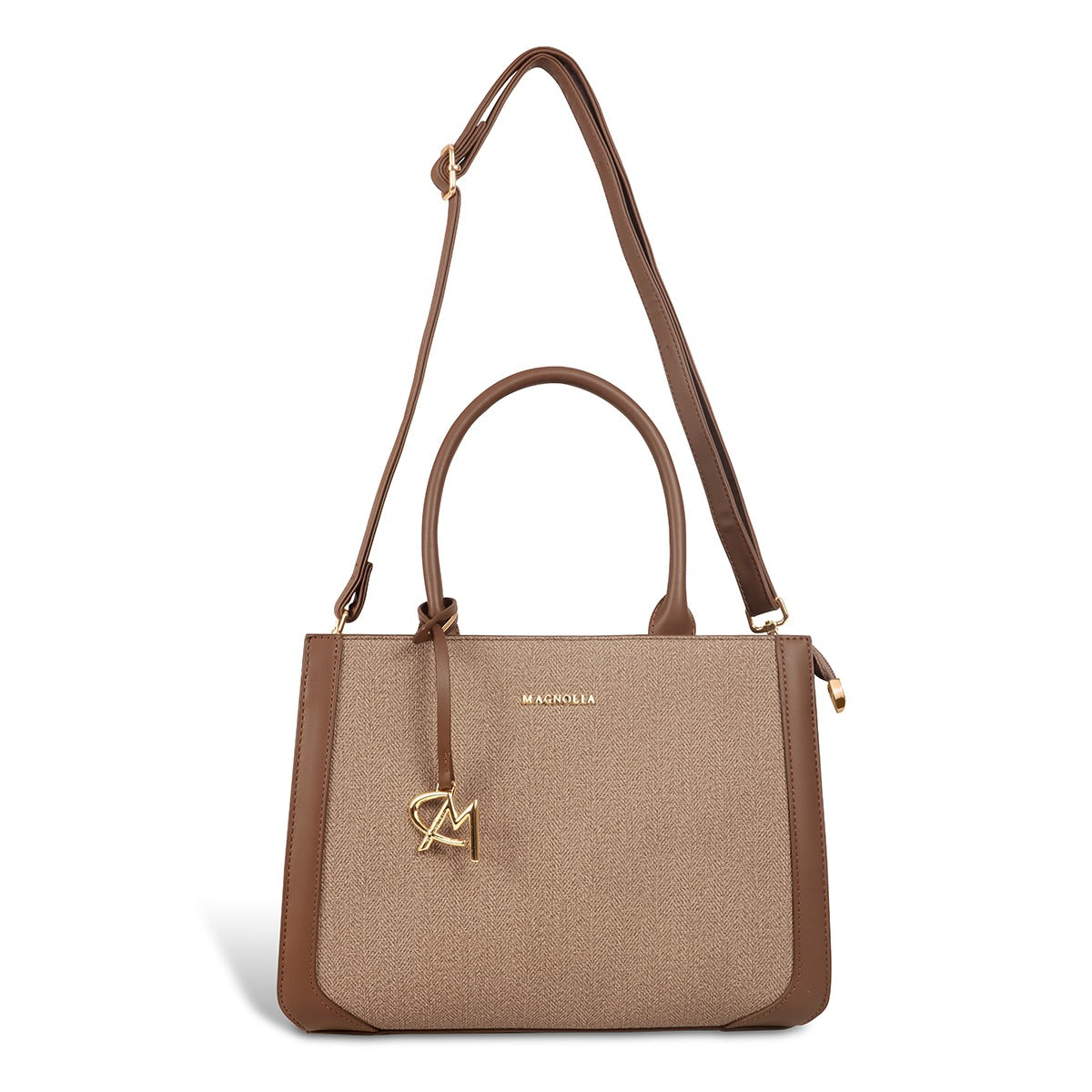 Magnolia Structured PU Leather Handbag for Women | 10.5L Stylish Office & Everyday Bag with Long Strap