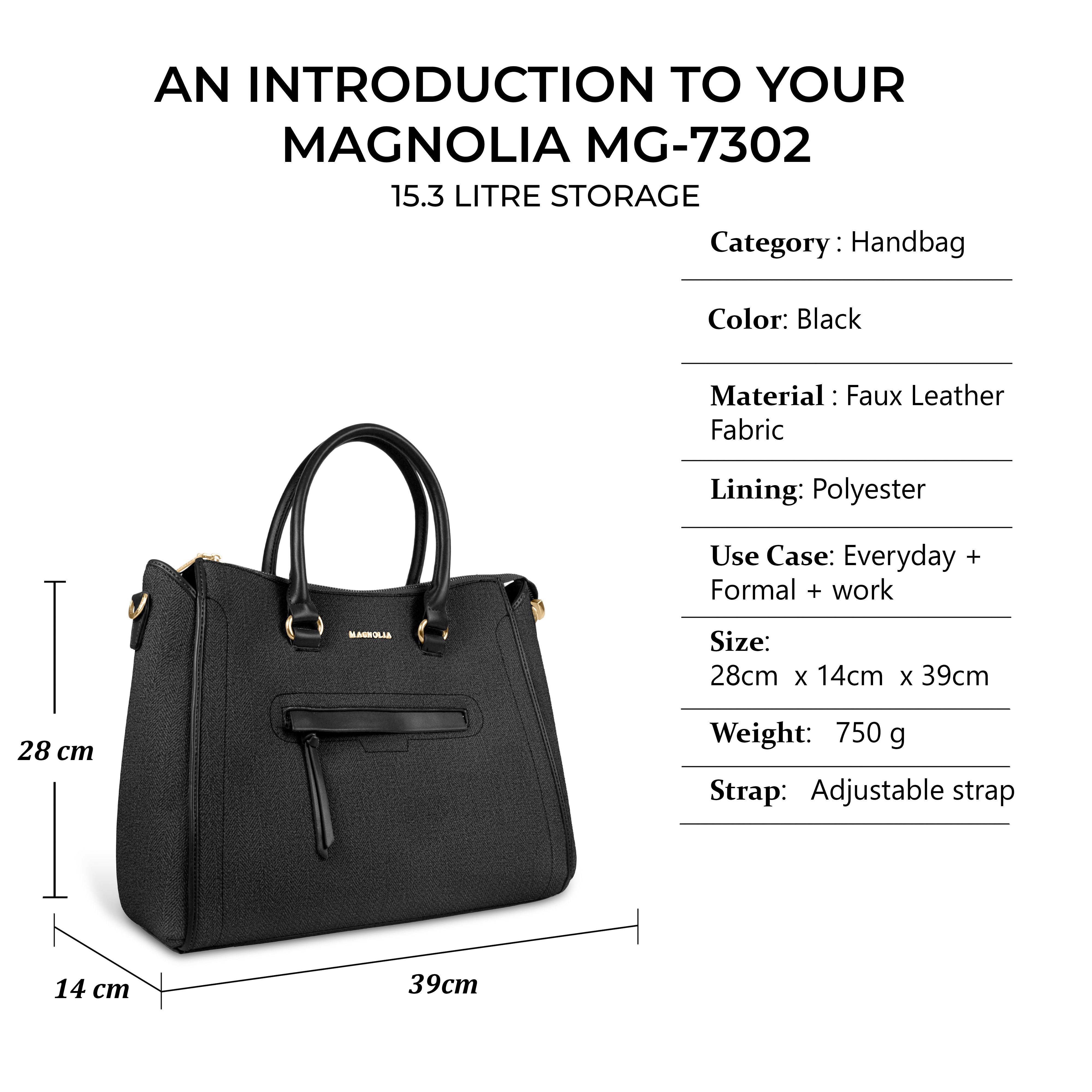 Magnolia Stylish Textured Handbag for Women - Elegant Shoulder Tote with Detachable Strap