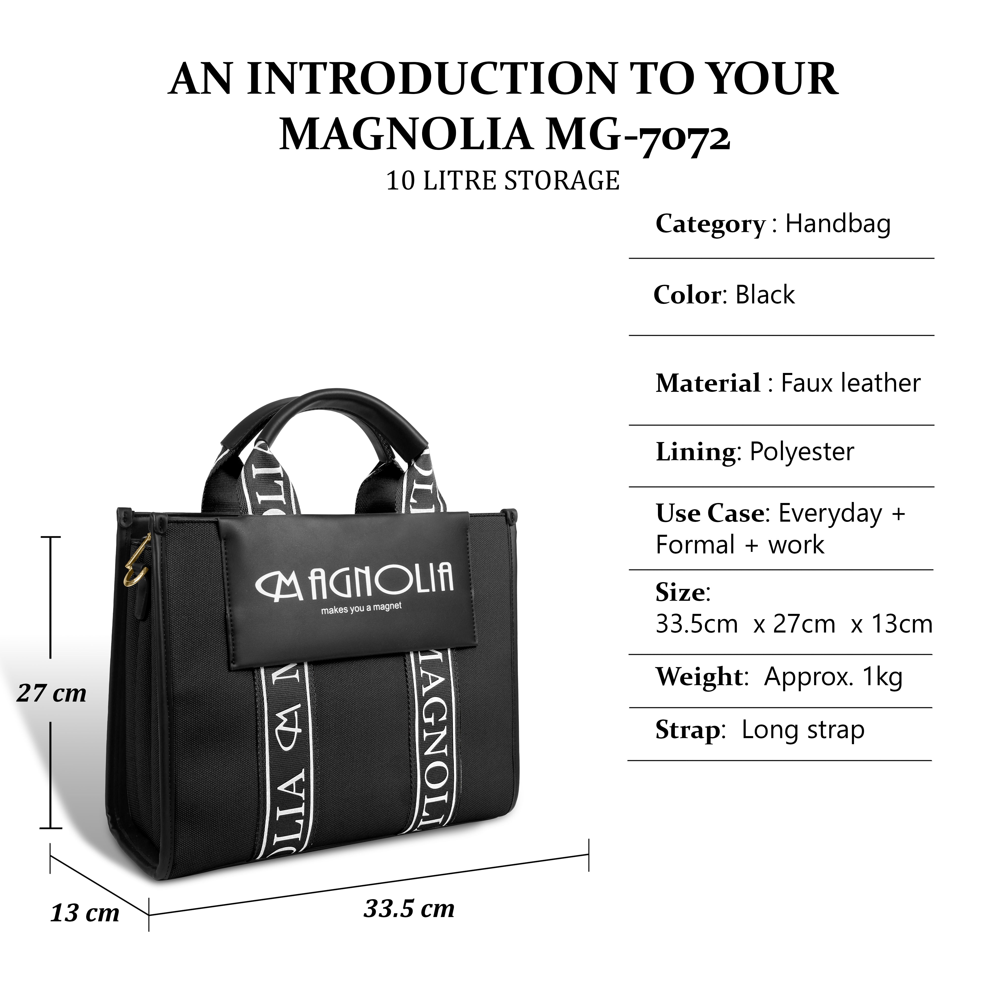 Magnolia® Premium Faux Leather Handbag – 10L Spacious Everyday & Office Bag