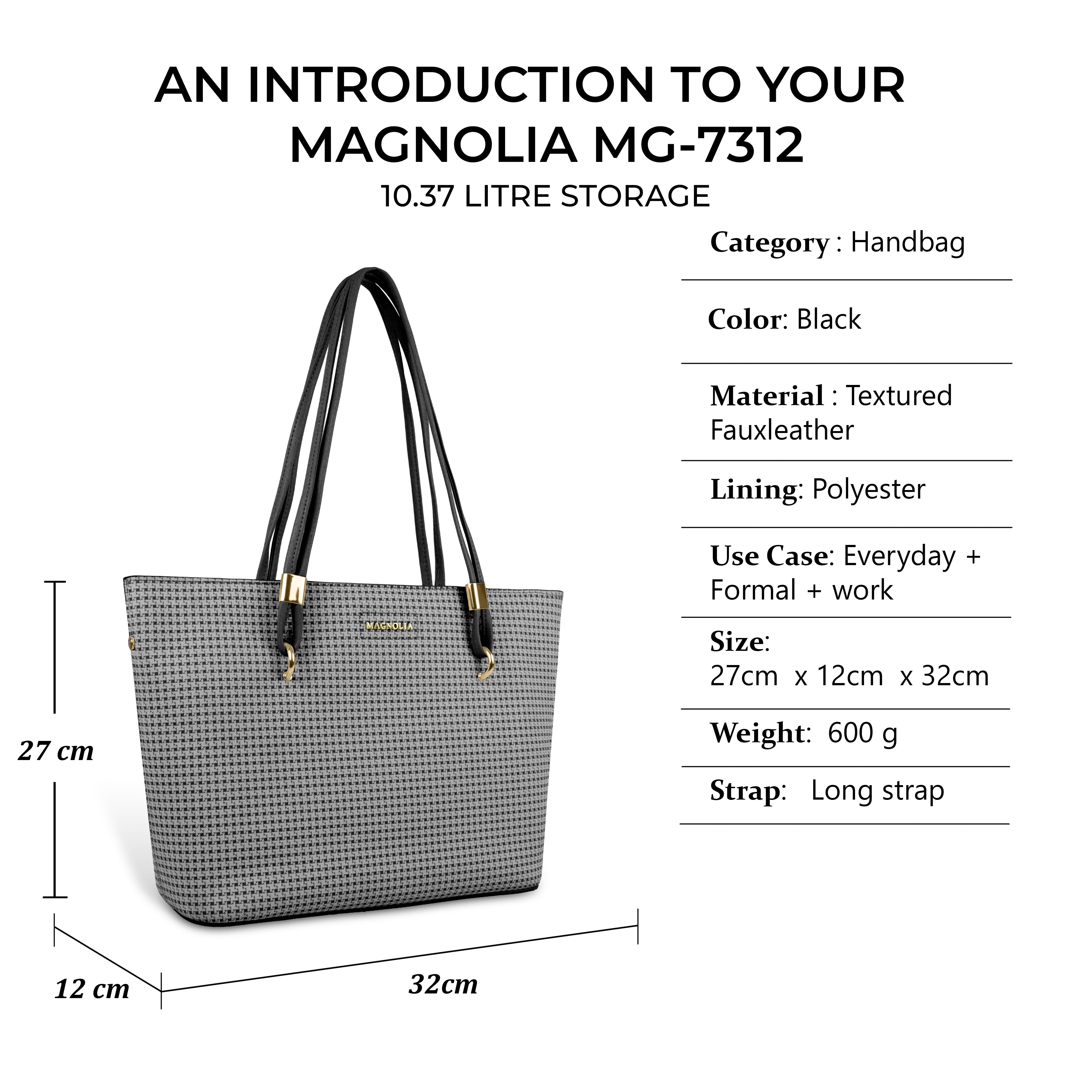 Magnolia Stylish Textured Tote Bag for Women with Spacious Compartments