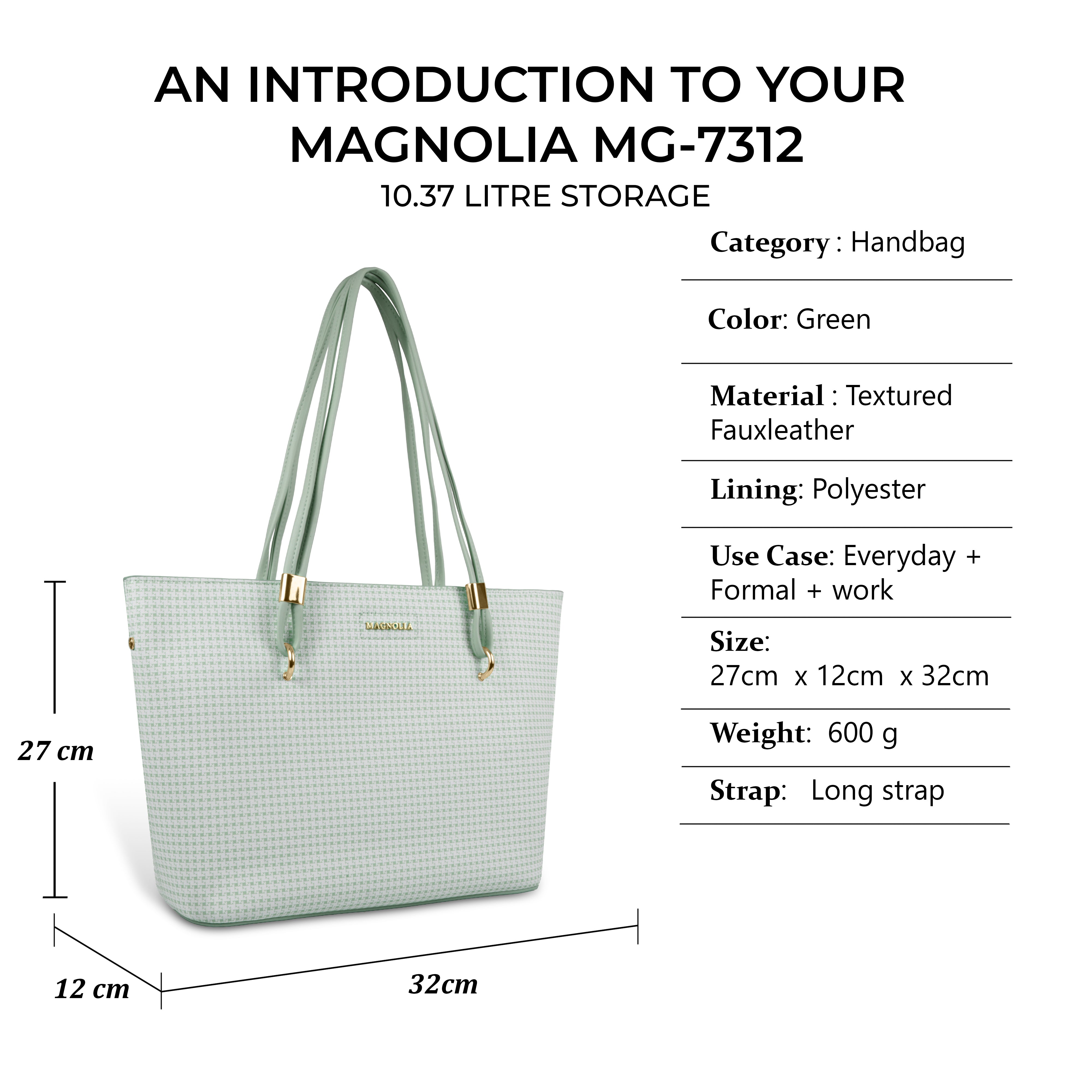 Magnolia Stylish Textured Tote Bag for Women with Spacious Compartments