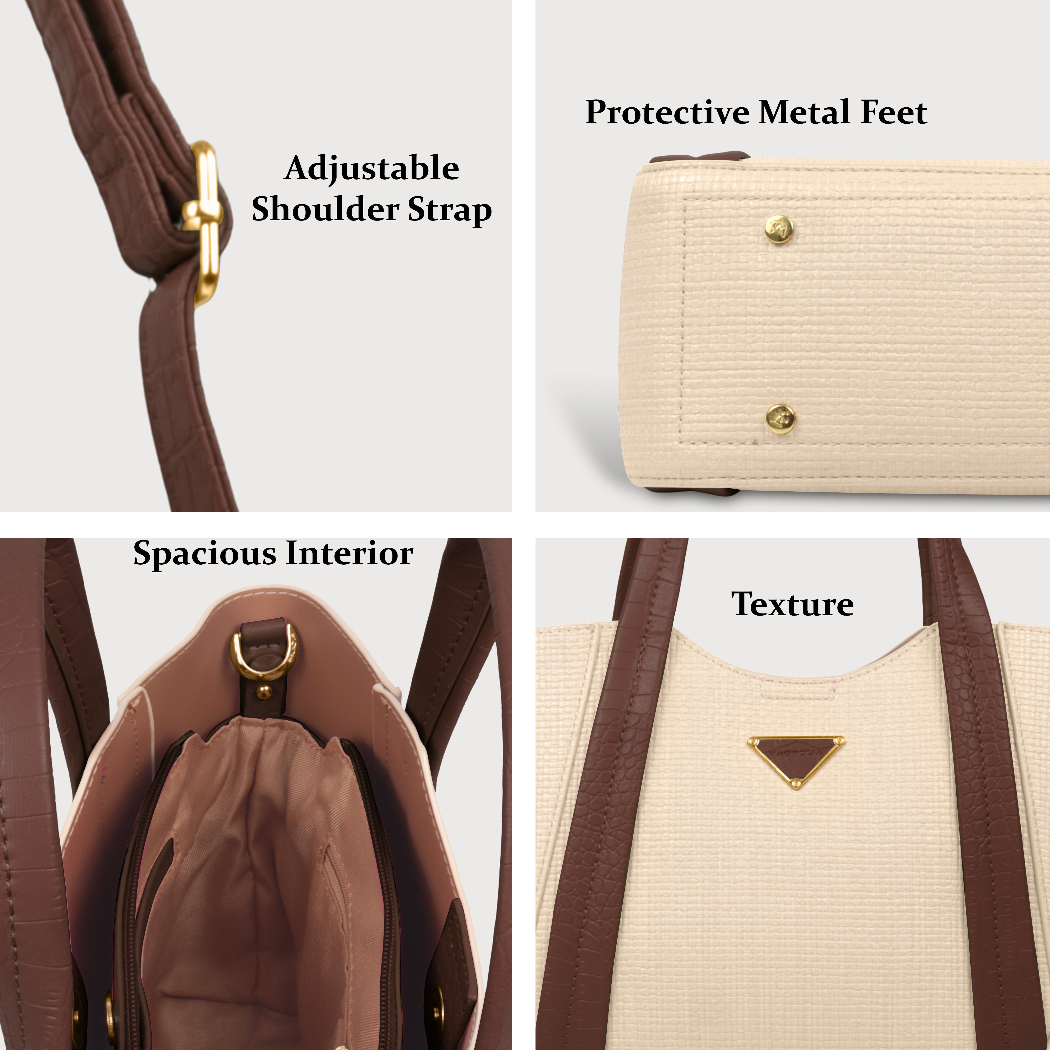 Trendy Leather Tote Bag with Detachable Shoulder Strap & Spacious Interior
