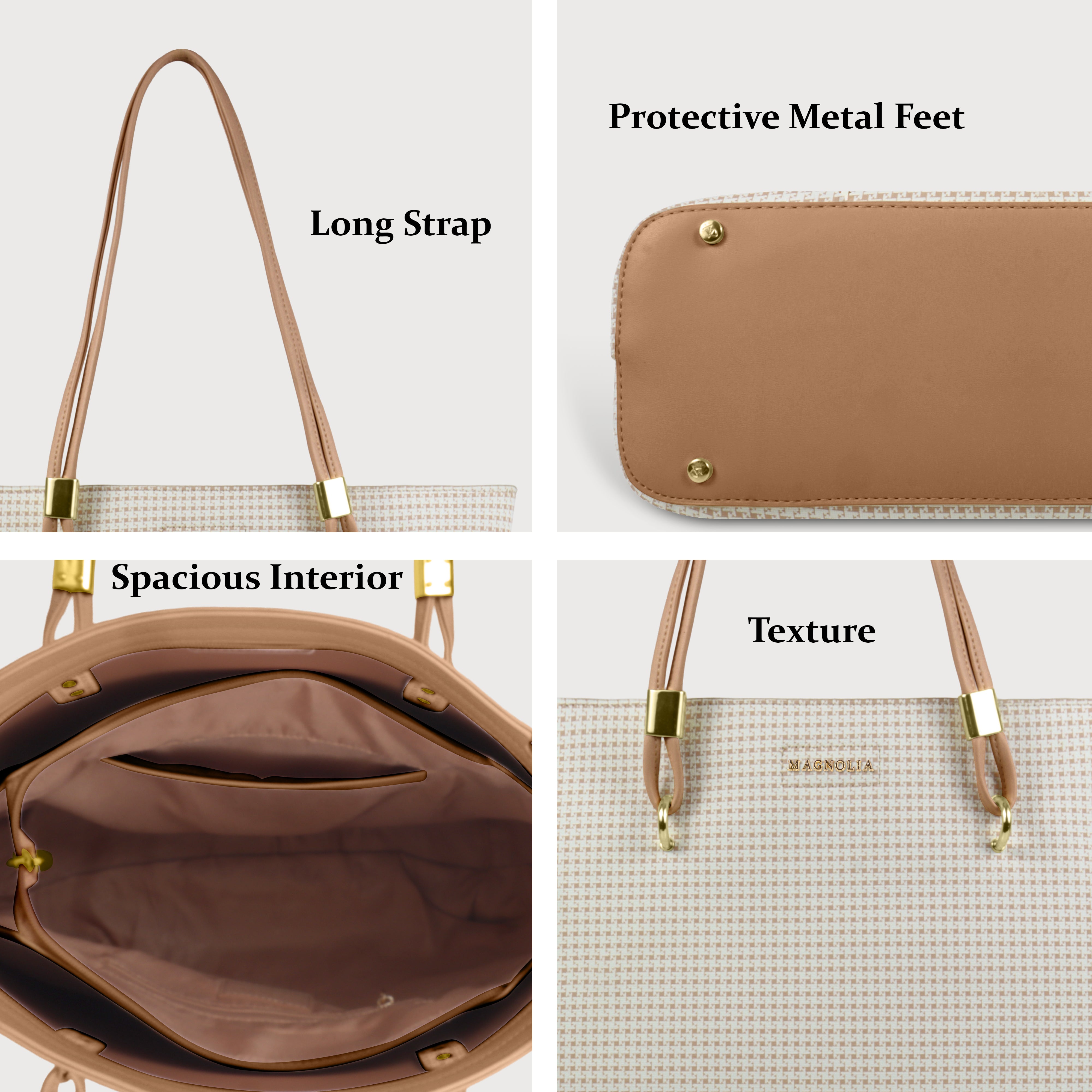 Magnolia Stylish Textured Tote Bag for Women with Spacious Compartments