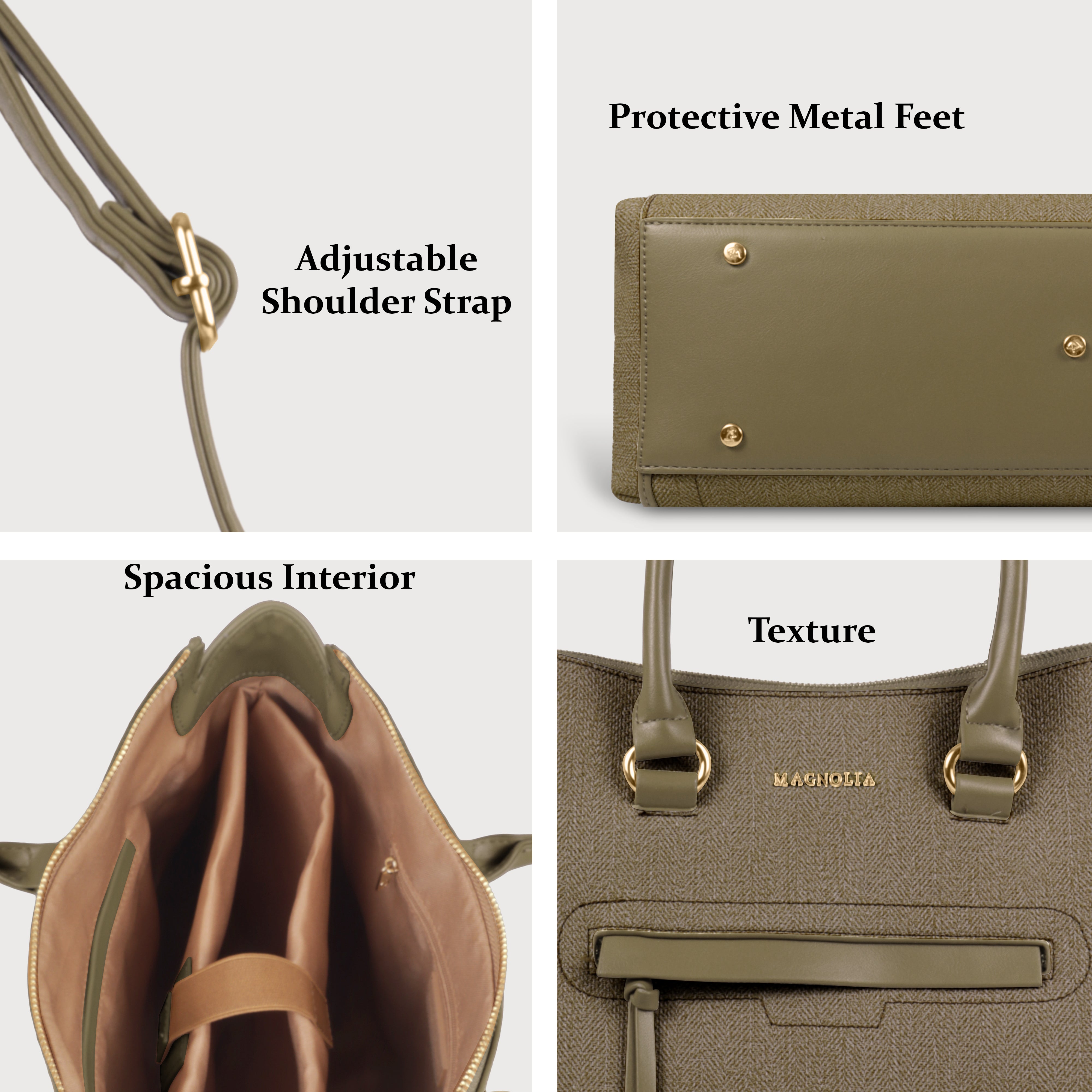 Magnolia Stylish Textured Handbag for Women - Elegant Shoulder Tote with Detachable Strap