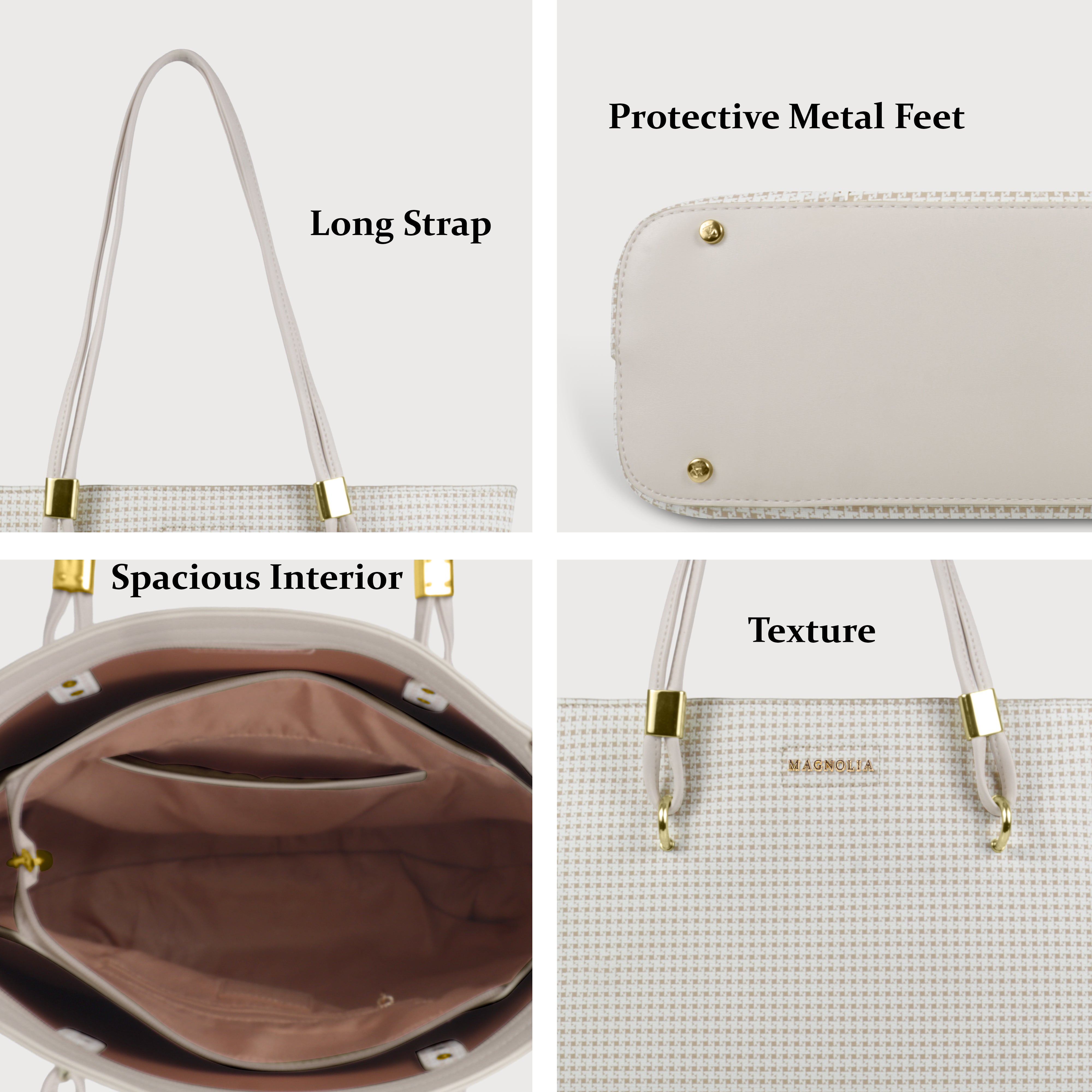 Magnolia Stylish Textured Tote Bag for Women with Spacious Compartments