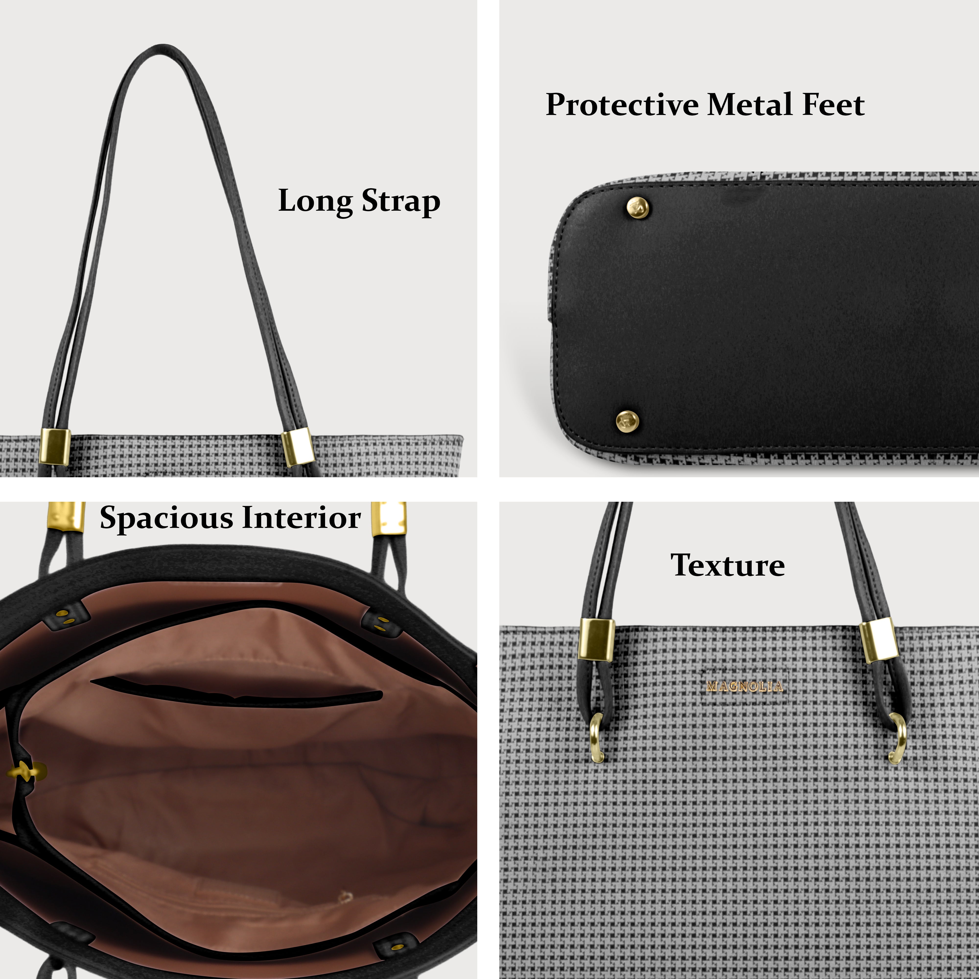 Magnolia Stylish Textured Tote Bag for Women with Spacious Compartments