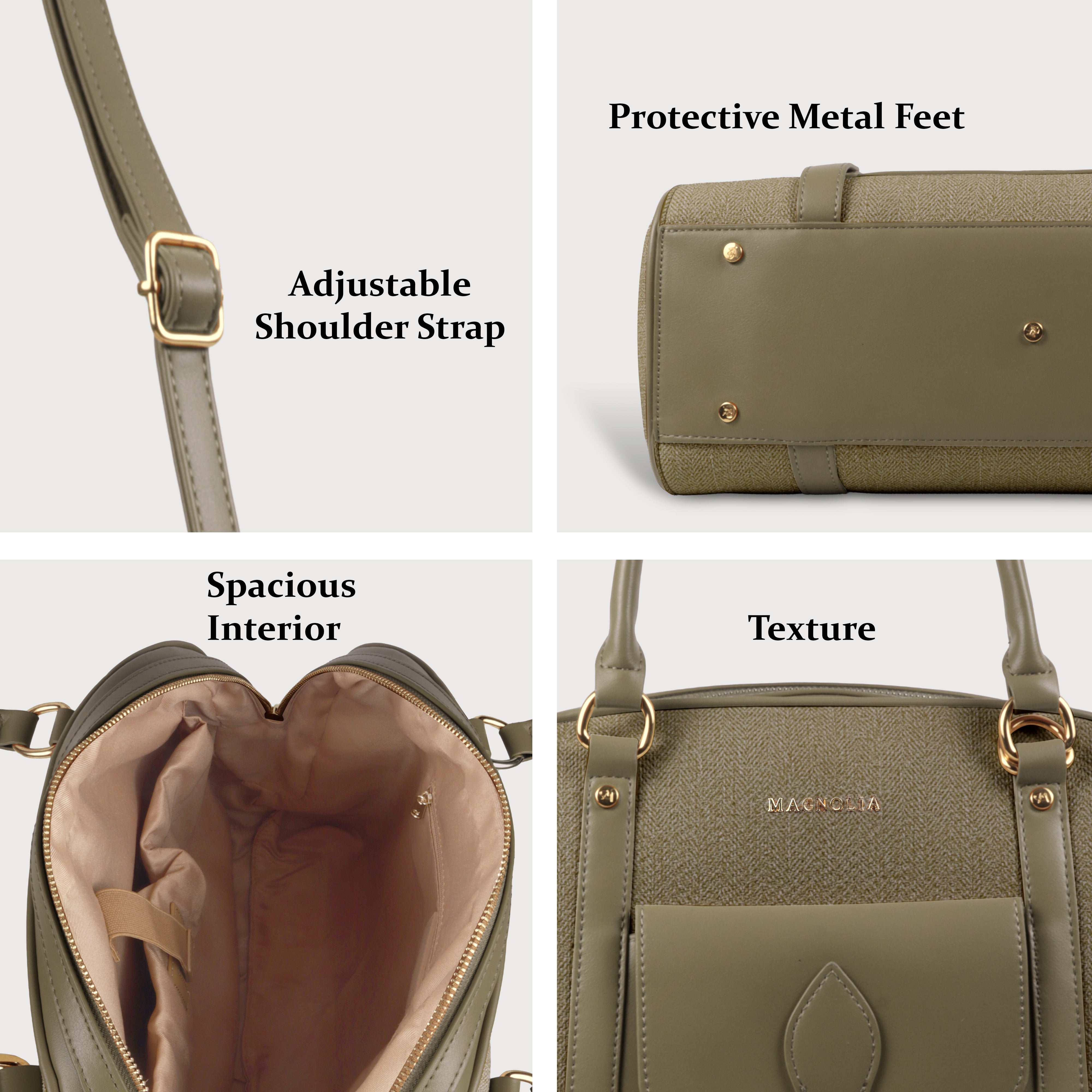 Magnolia Elegant Leatherette Handbag for Women with Detachable Strap