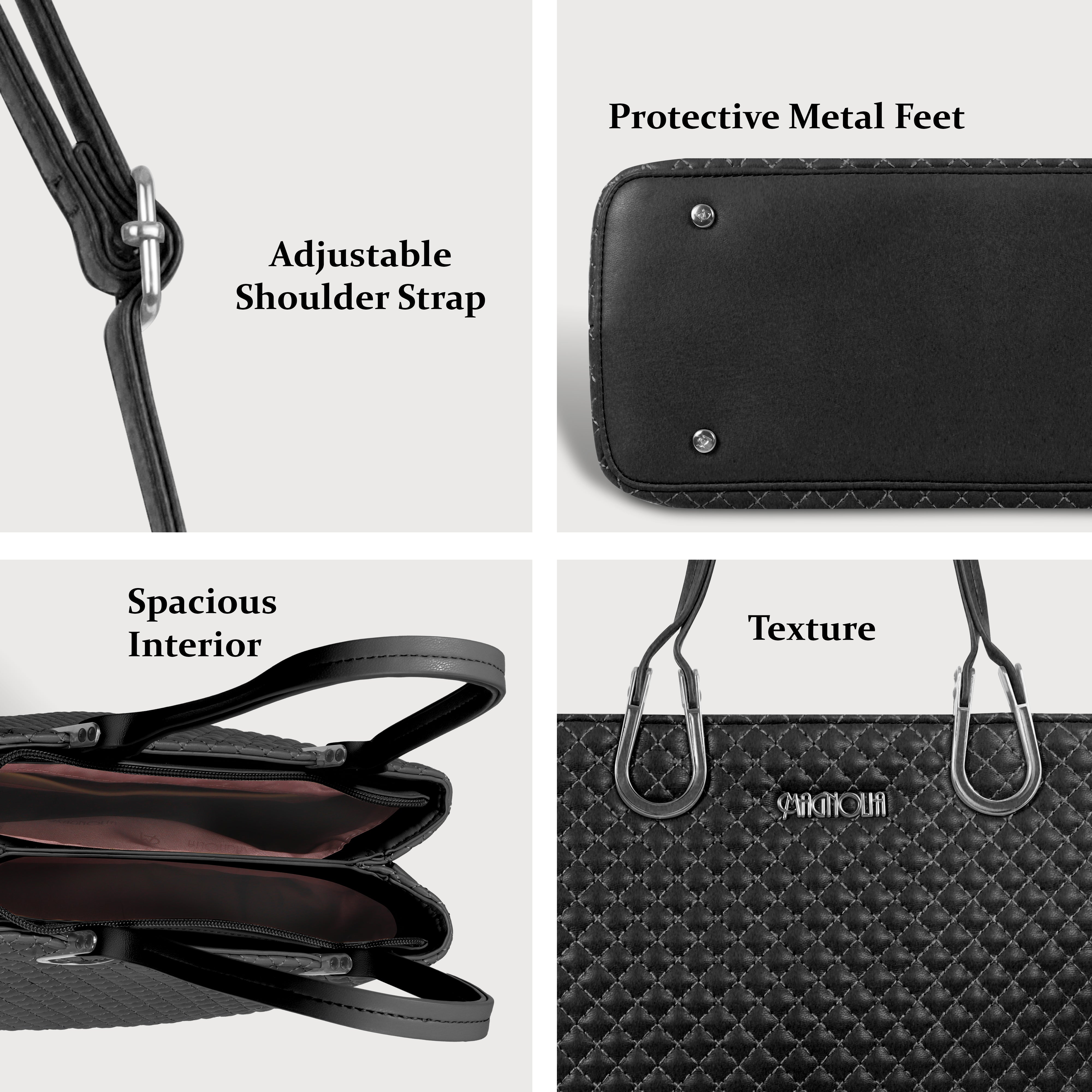 Magnolia Quilted Faux Leather Handbag for Women | 10.5L Elegant Everyday & Office Shoulder Bag