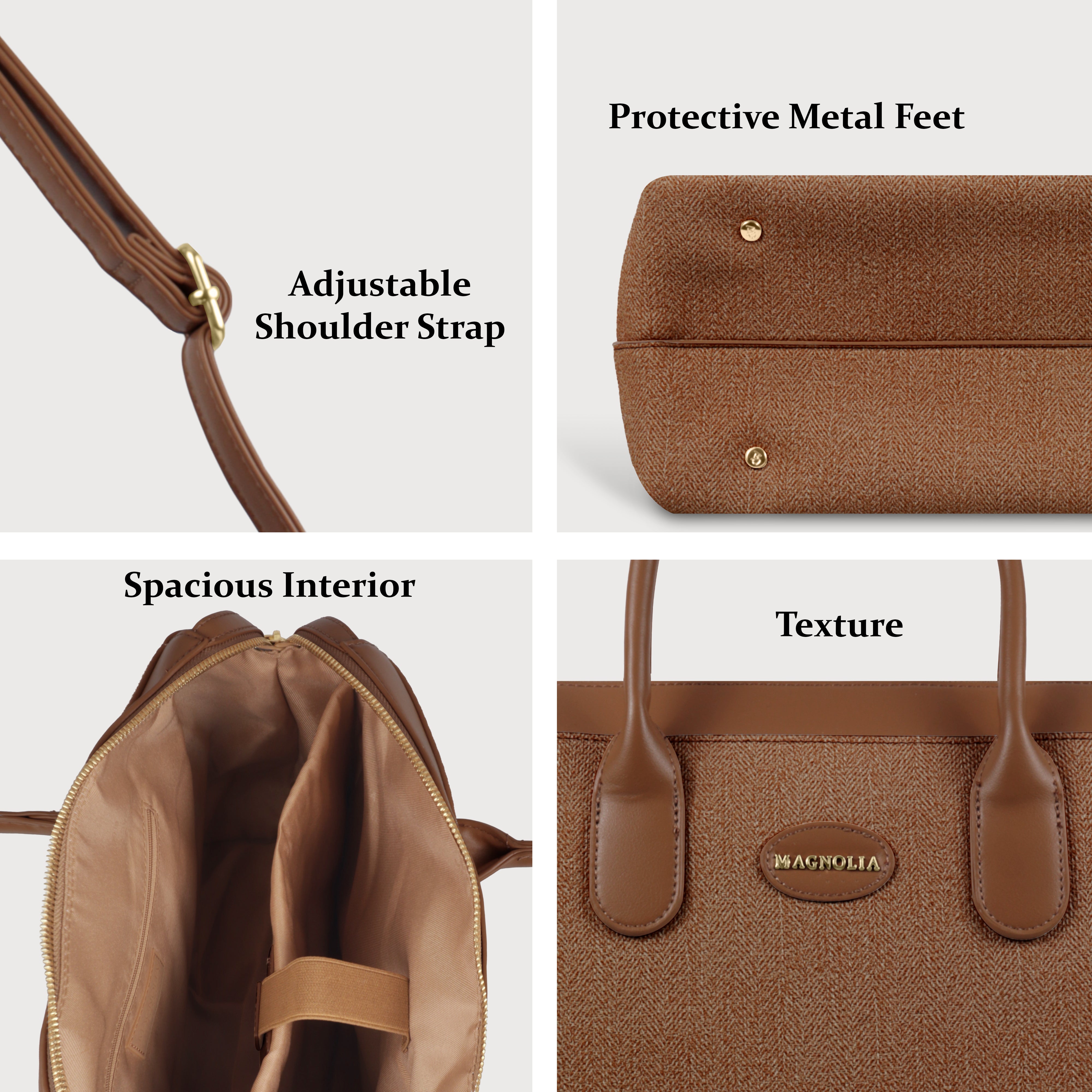 Magnolia Elegant Structured Handbag for Women - Premium Shoulder Tote with Top Handles & Detachable Strap