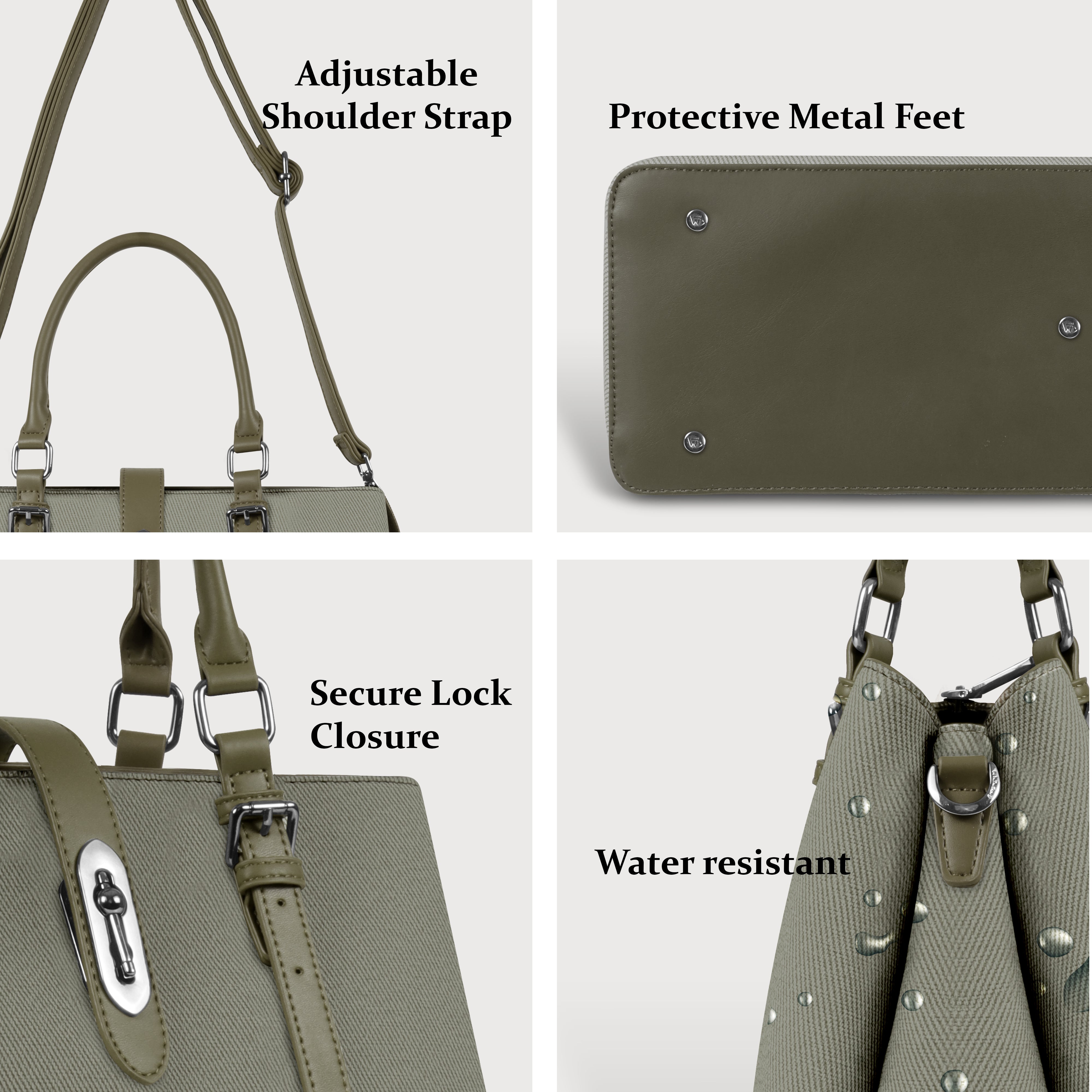 Magnolia Green Handbag | Vegan Leather | 10.58L Storage