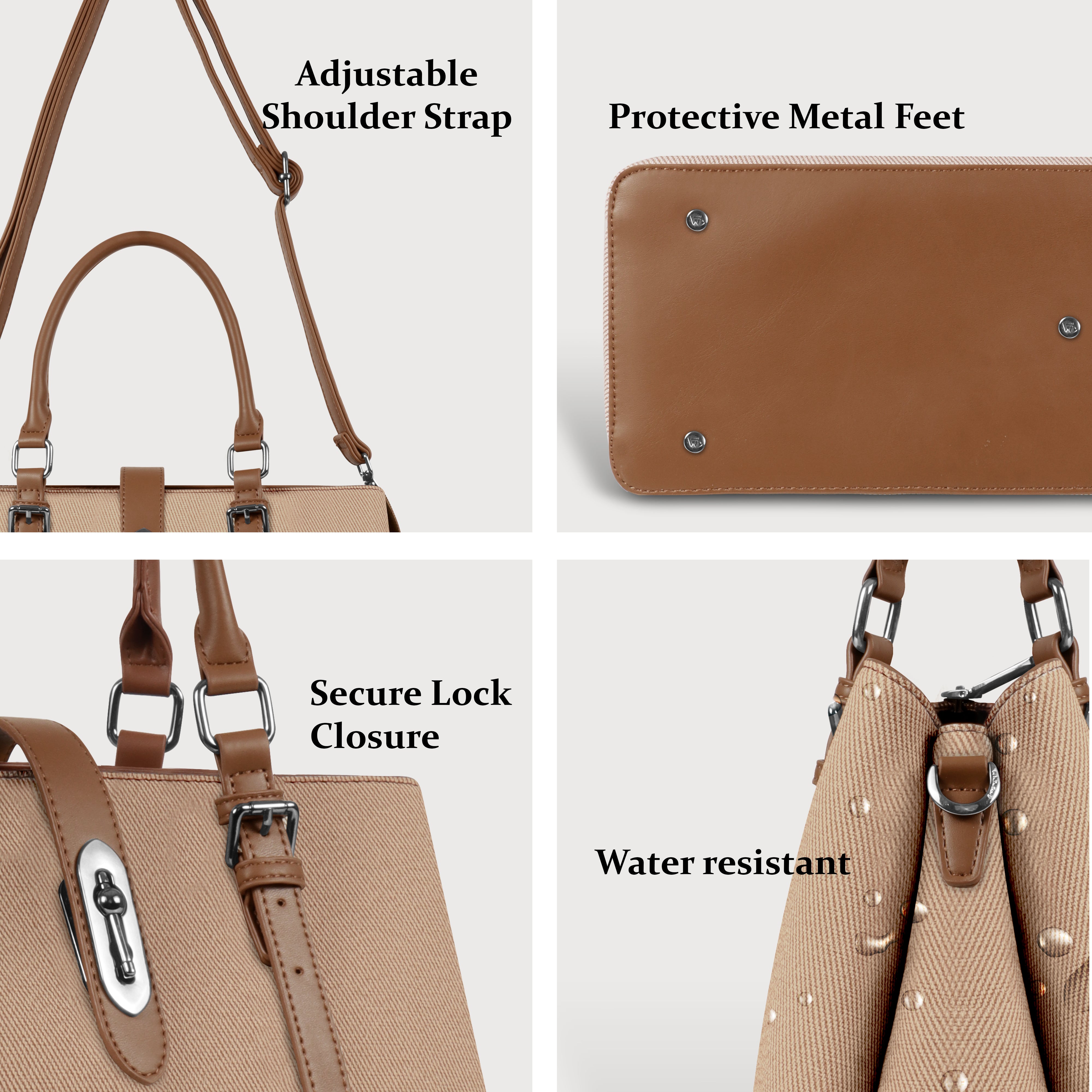 Magnolia Brown Handbag | Vegan Leather | 10.58L Storage
