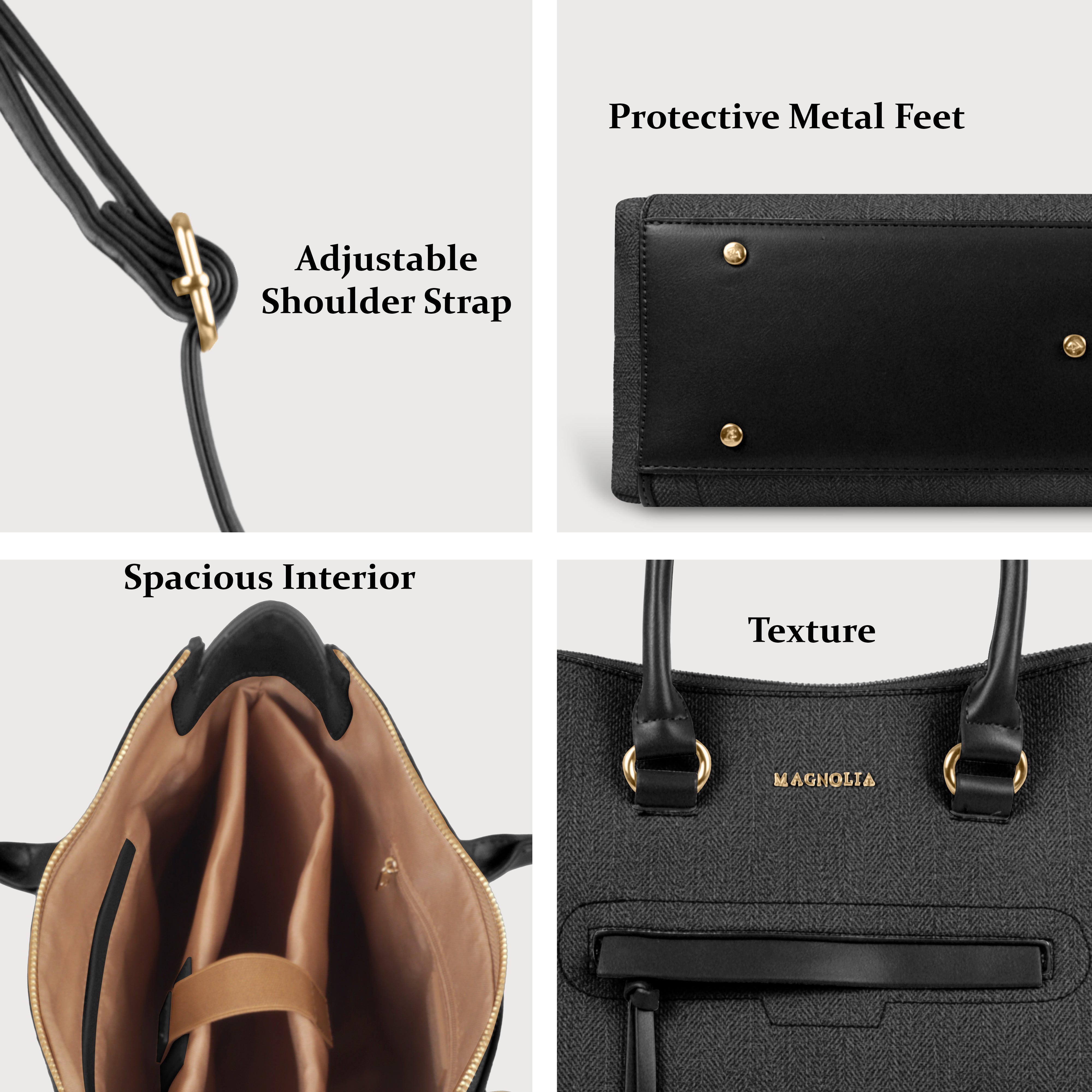 Magnolia Stylish Textured Handbag for Women - Elegant Shoulder Tote with Detachable Strap