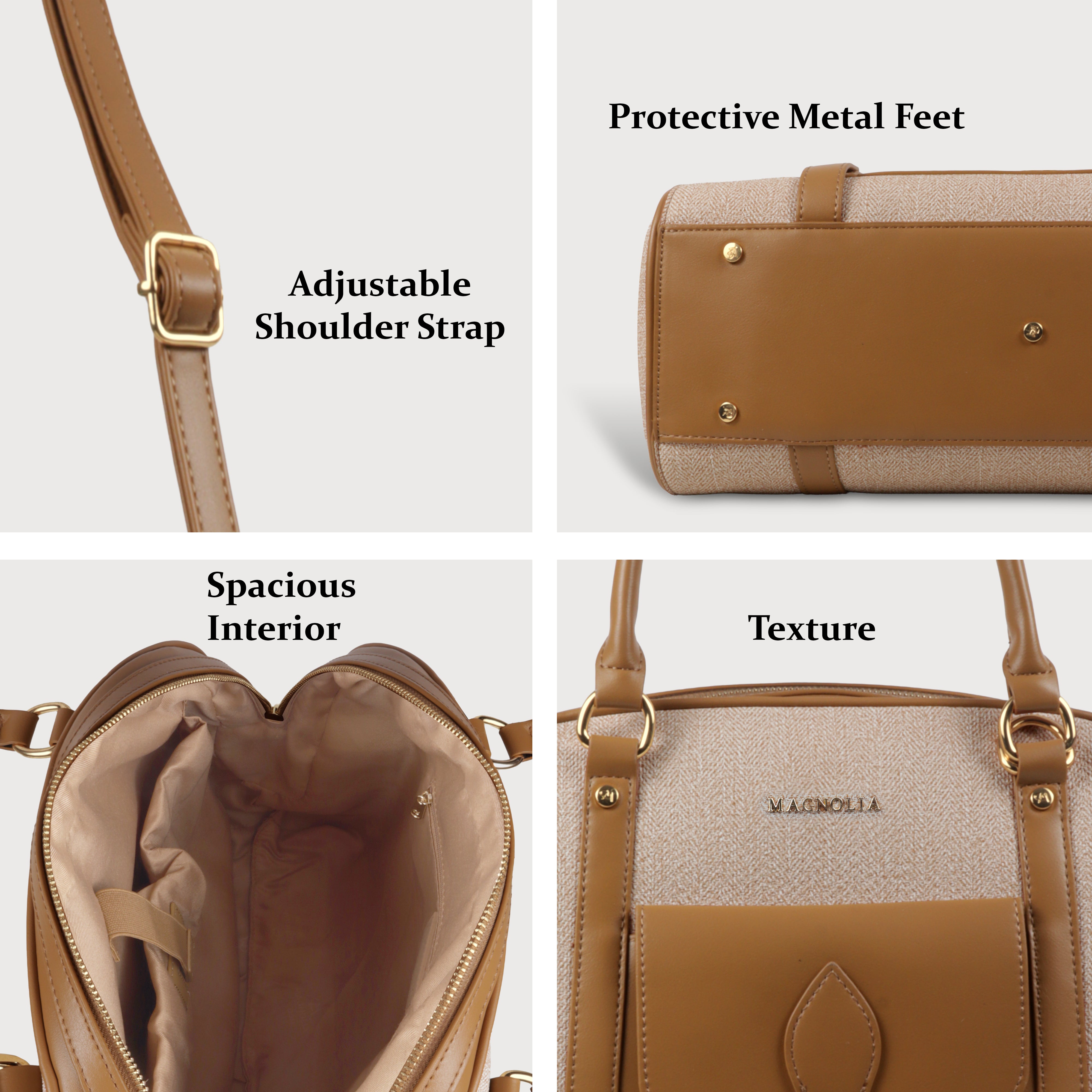 Magnolia Elegant Leatherette Handbag for Women with Detachable Strap