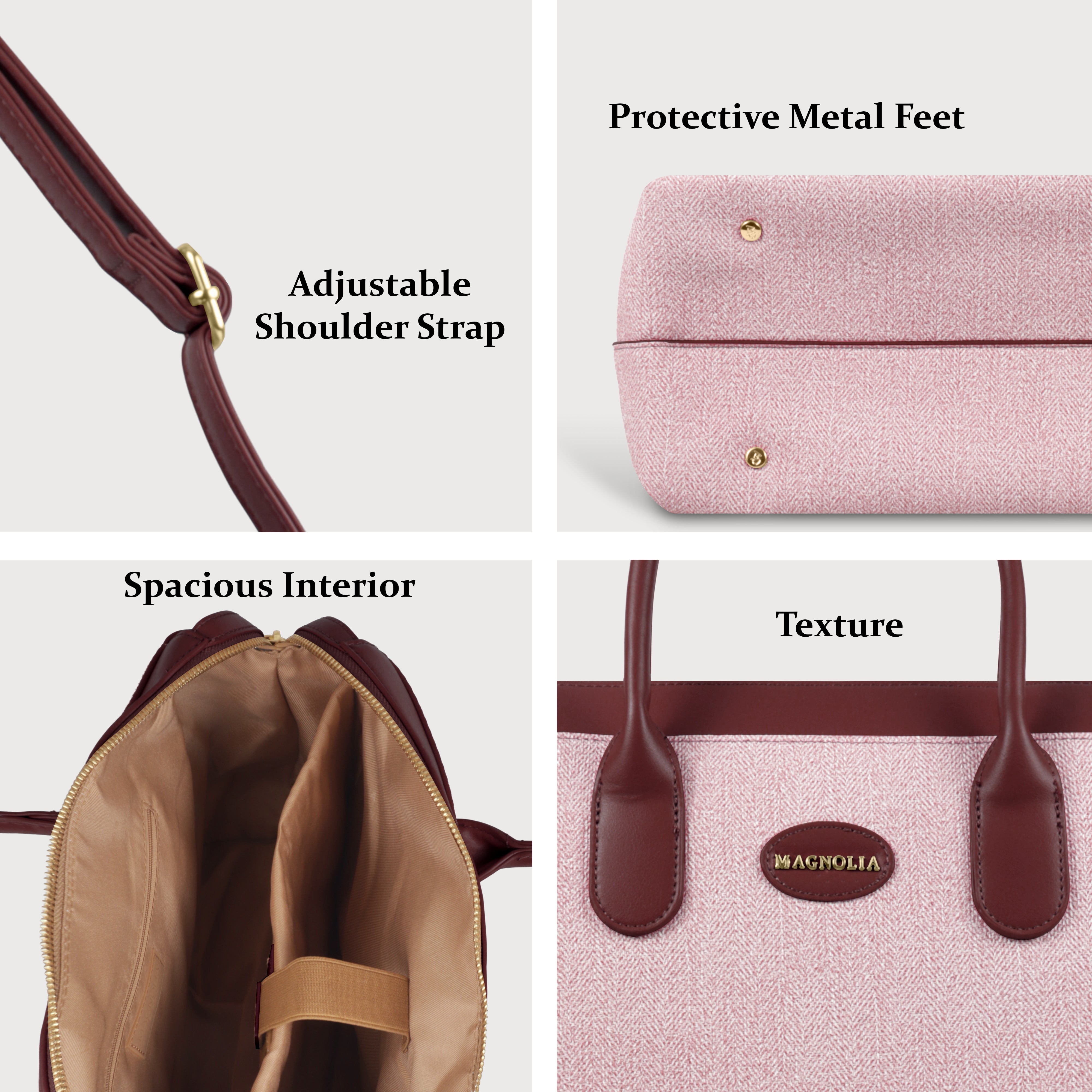 Magnolia Elegant Structured Handbag for Women - Premium Shoulder Tote with Top Handles & Detachable Strap