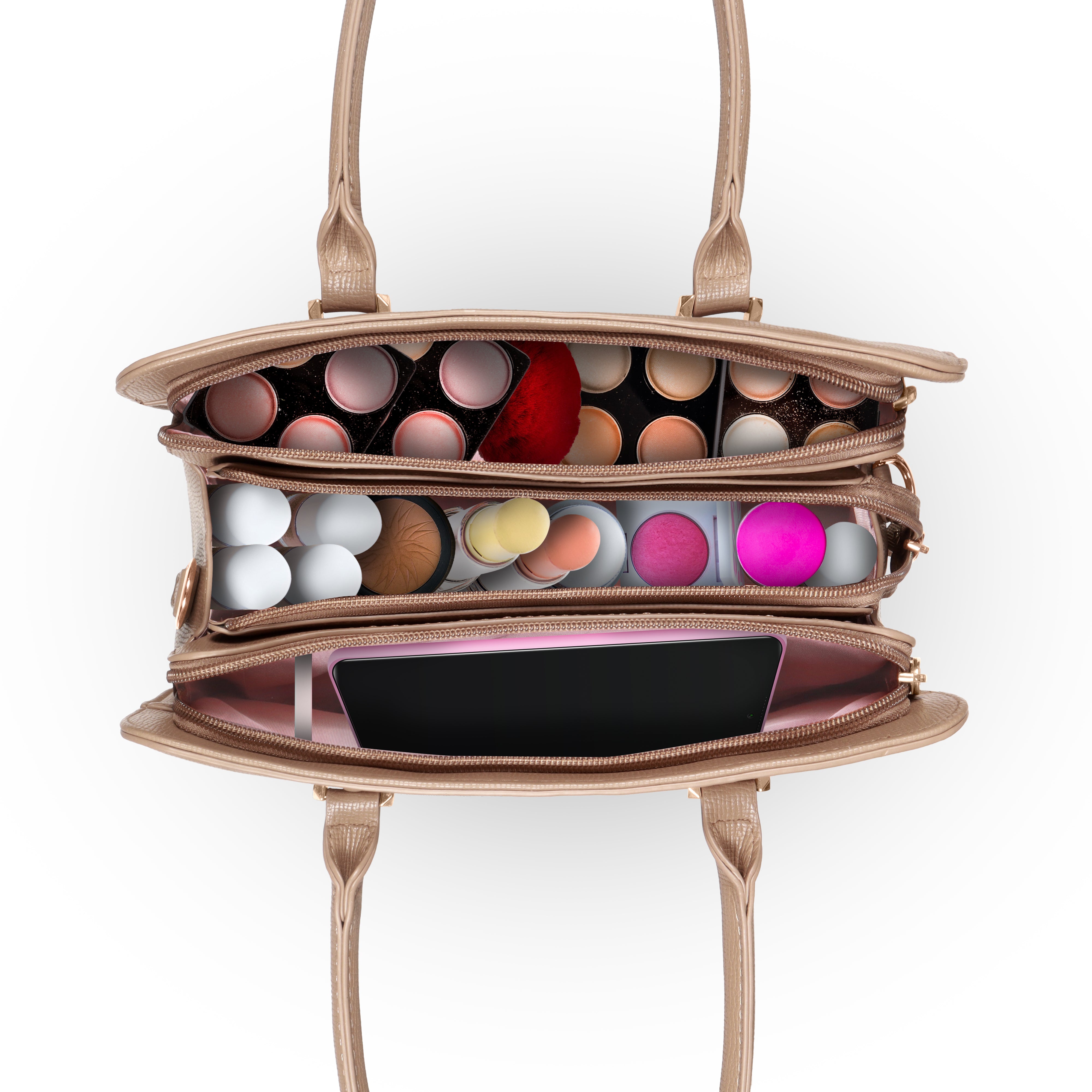 Magnolia® Prime Beige Carryall Vegan LeatherHandbag with Spacious Interior & Long Strap – Khaki