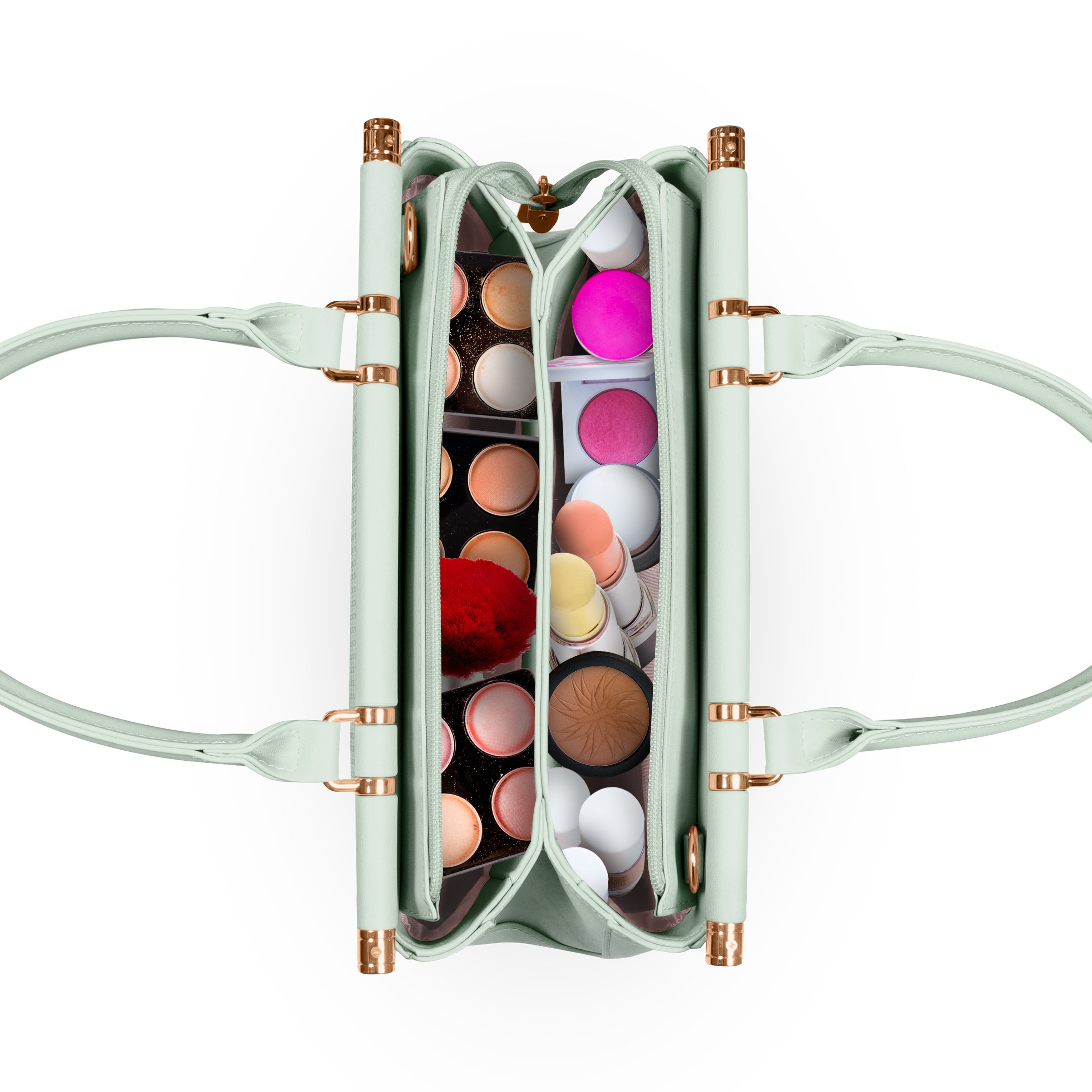 Magnolia Woven Texture Handbag | Mint Green & White | 10L Storage | Adjustable Strap | Spacious Interior