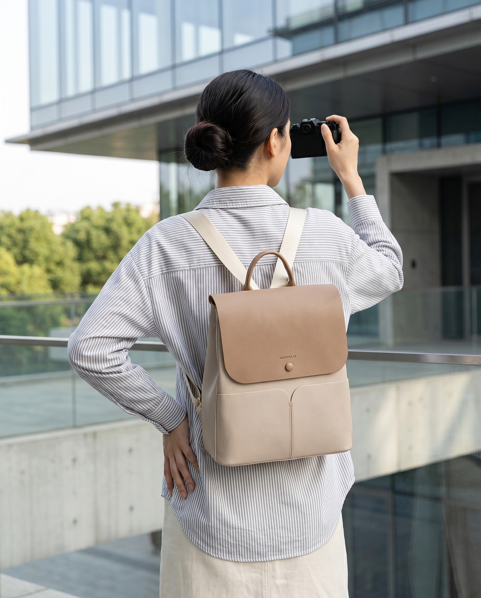 backpack stylish travel CLUCI Leather Laptop for Women 15.6 inch Computer Backpack Backpack Purse for Women Work Daypack Bag, Off-white With Brown perfume and so on 18 Best Travel Backpacks for
