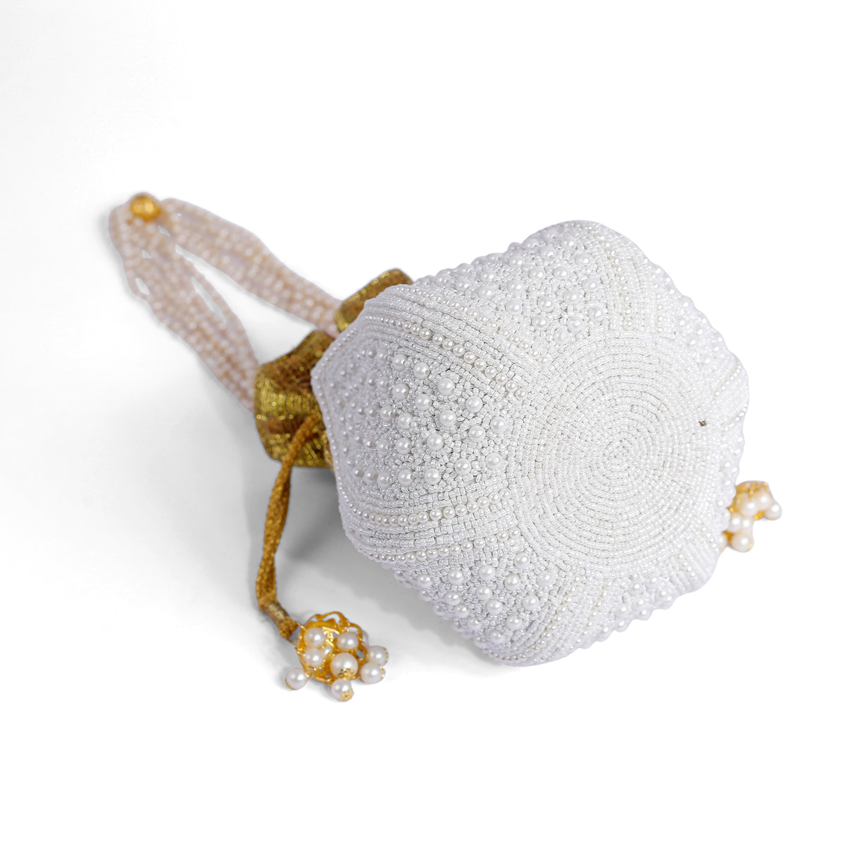 Magnolia White Jute Embroidery Women Potli
