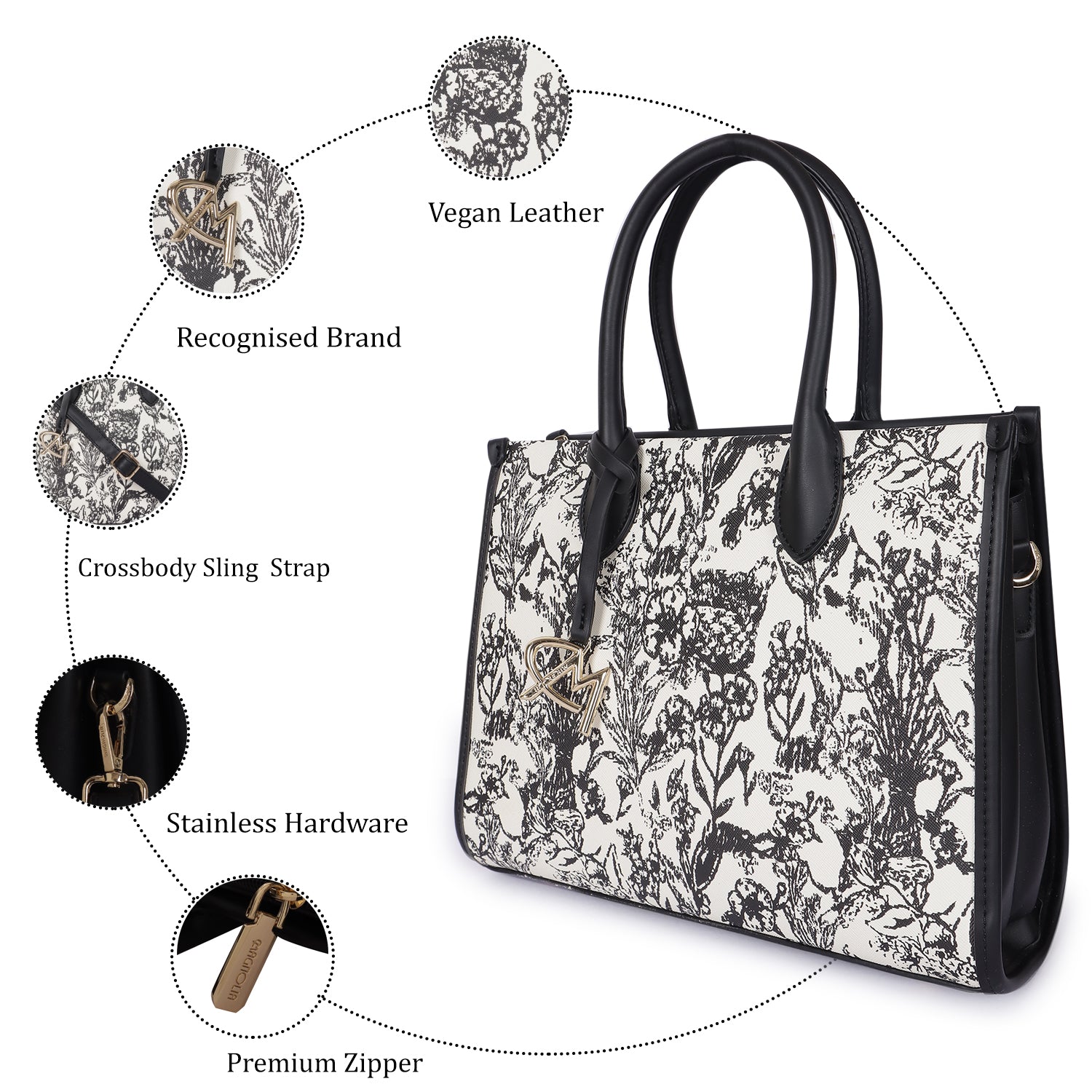 Magnolia Bloom Handbag Black