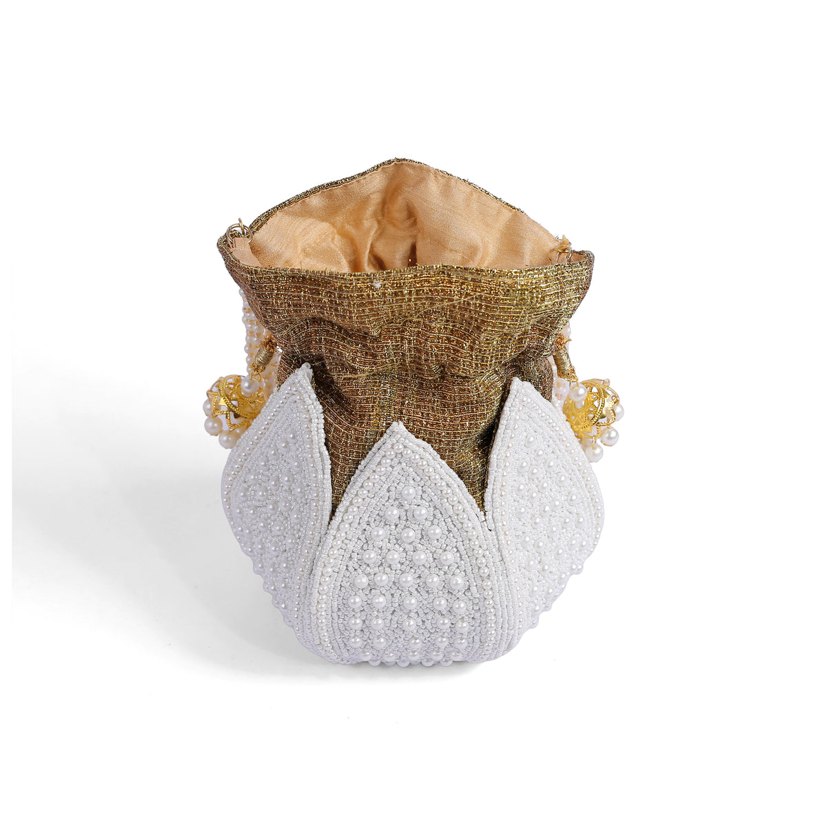 Magnolia White Jute Embroidery Women Potli